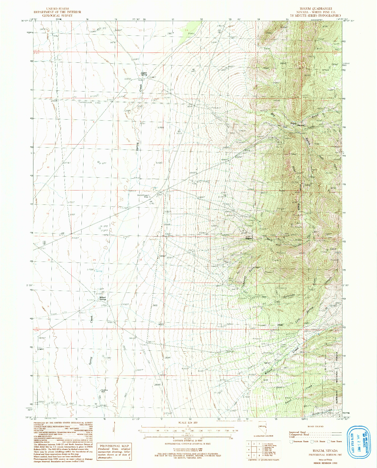 USGS 1:24000-SCALE QUADRANGLE FOR HOGUM, NV 1987