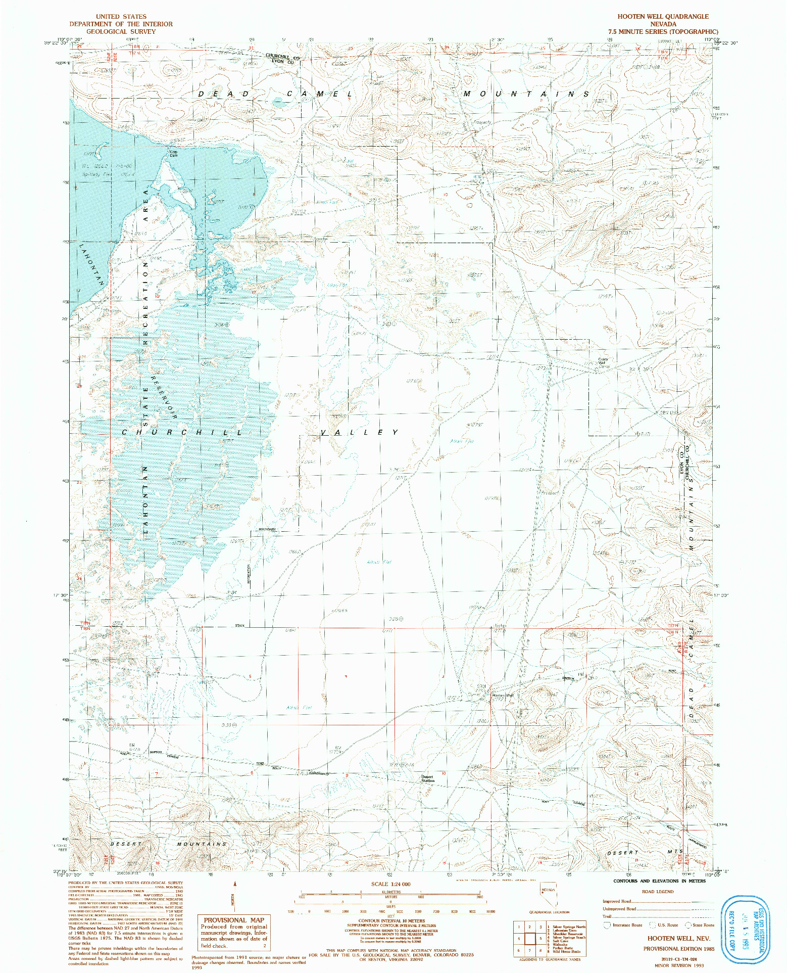 USGS 1:24000-SCALE QUADRANGLE FOR HOOTEN WELL, NV 1985