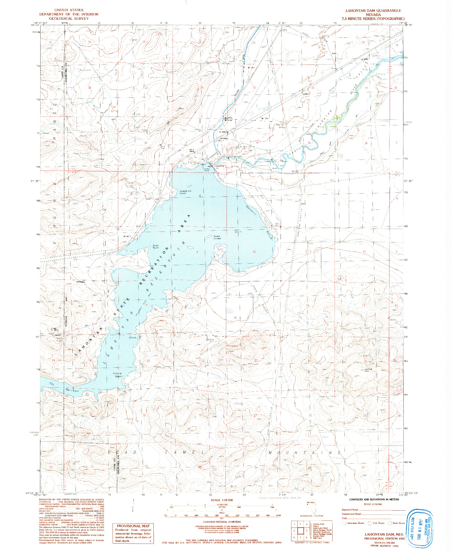 USGS 1:24000-SCALE QUADRANGLE FOR LAHONTAN DAM, NV 1985