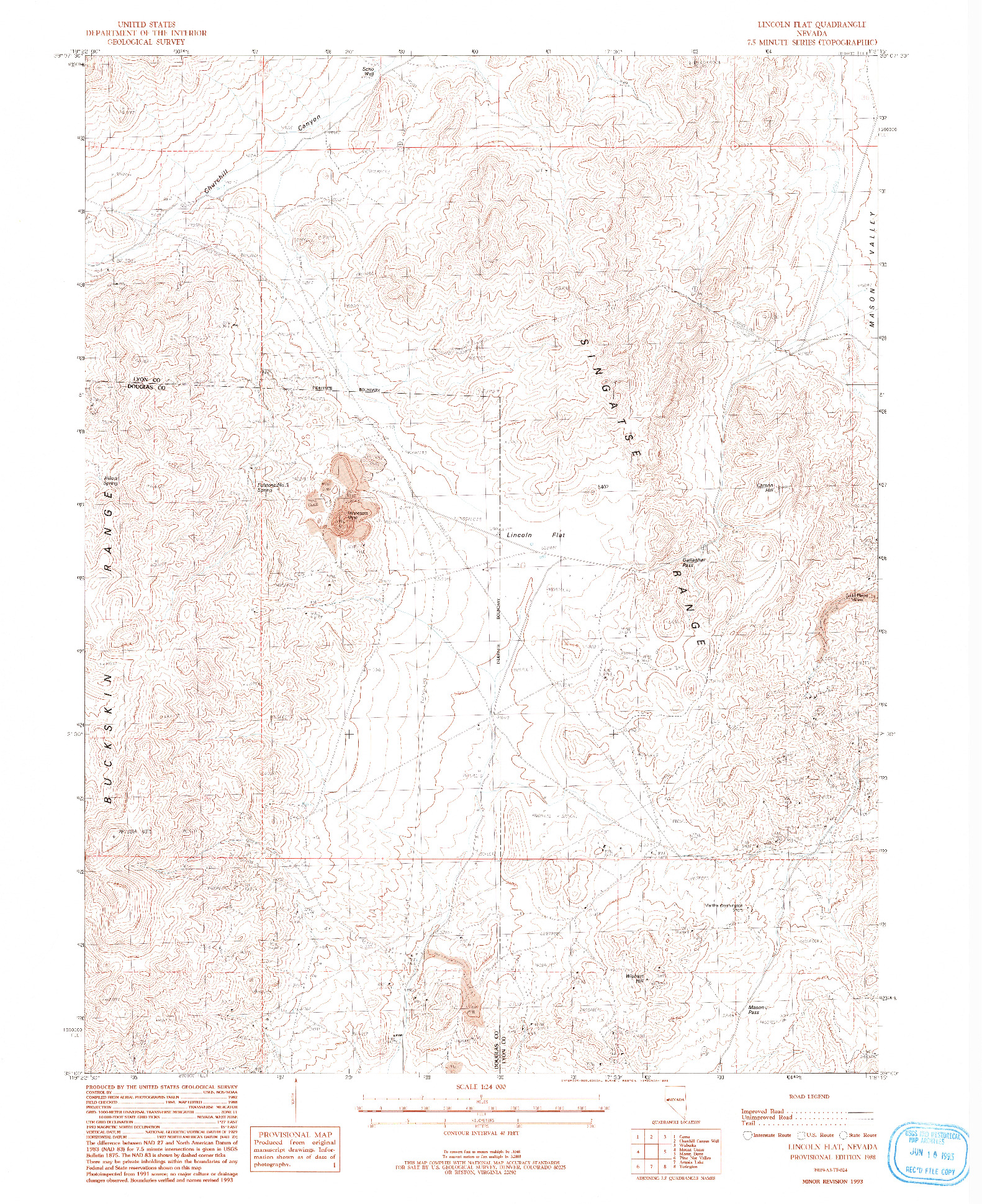 USGS 1:24000-SCALE QUADRANGLE FOR LINCOLN FLAT, NV 1988