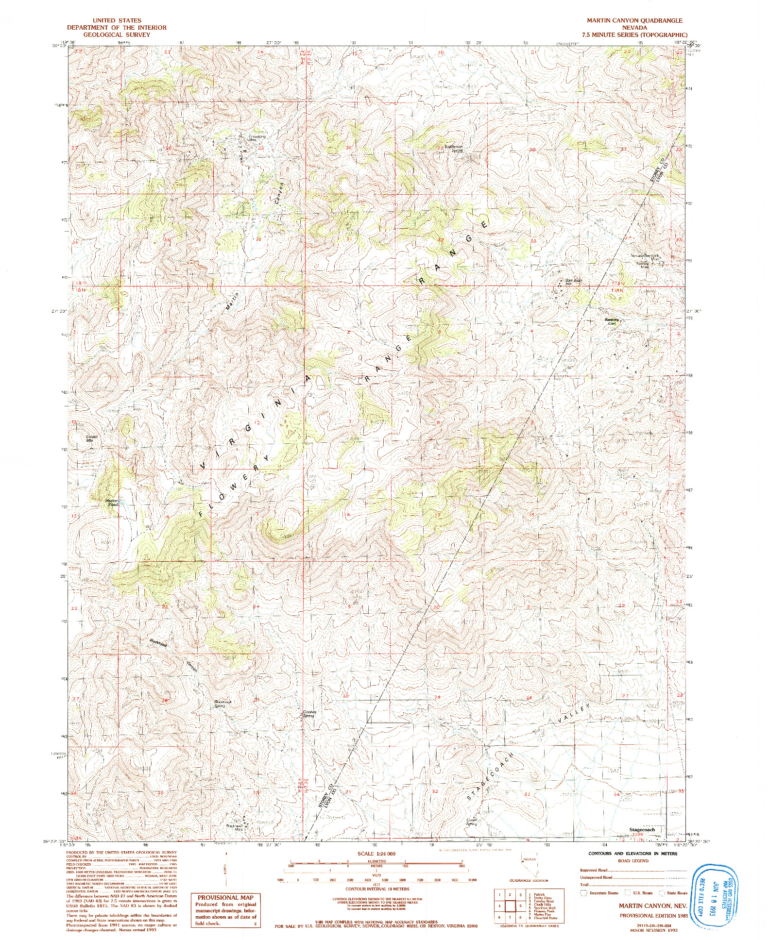 USGS 1:24000-SCALE QUADRANGLE FOR MARTIN CANYON, NV 1985