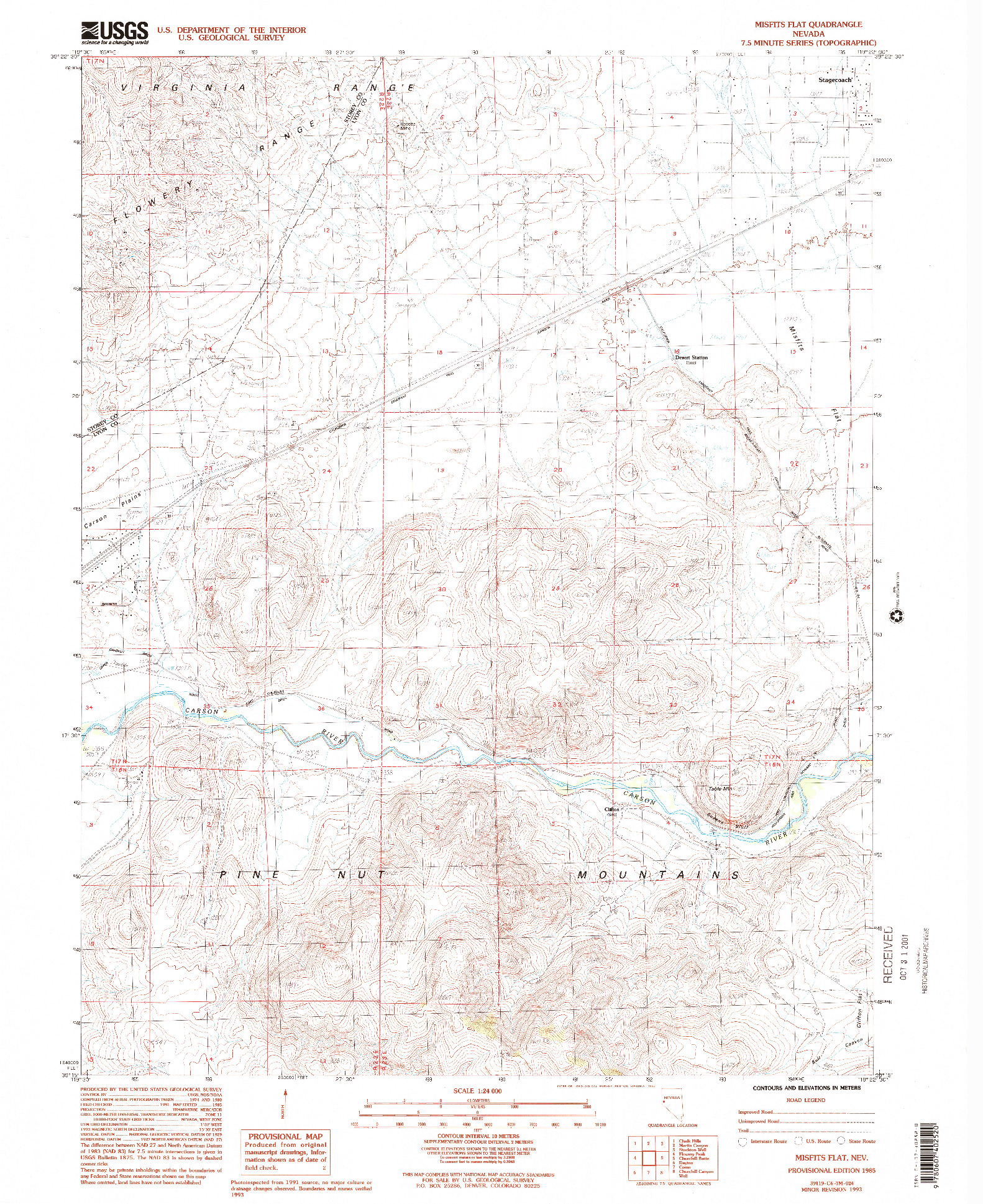 USGS 1:24000-SCALE QUADRANGLE FOR MISFITS FLAT, NV 1985