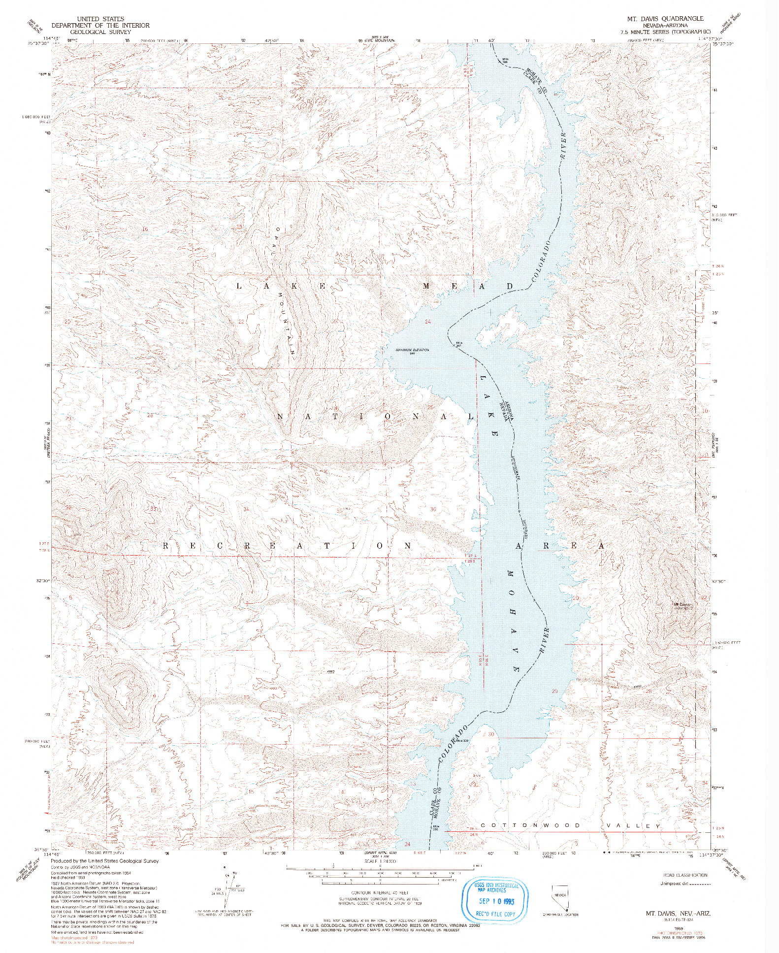USGS 1:24000-SCALE QUADRANGLE FOR MT. DAVIS, NV 1959