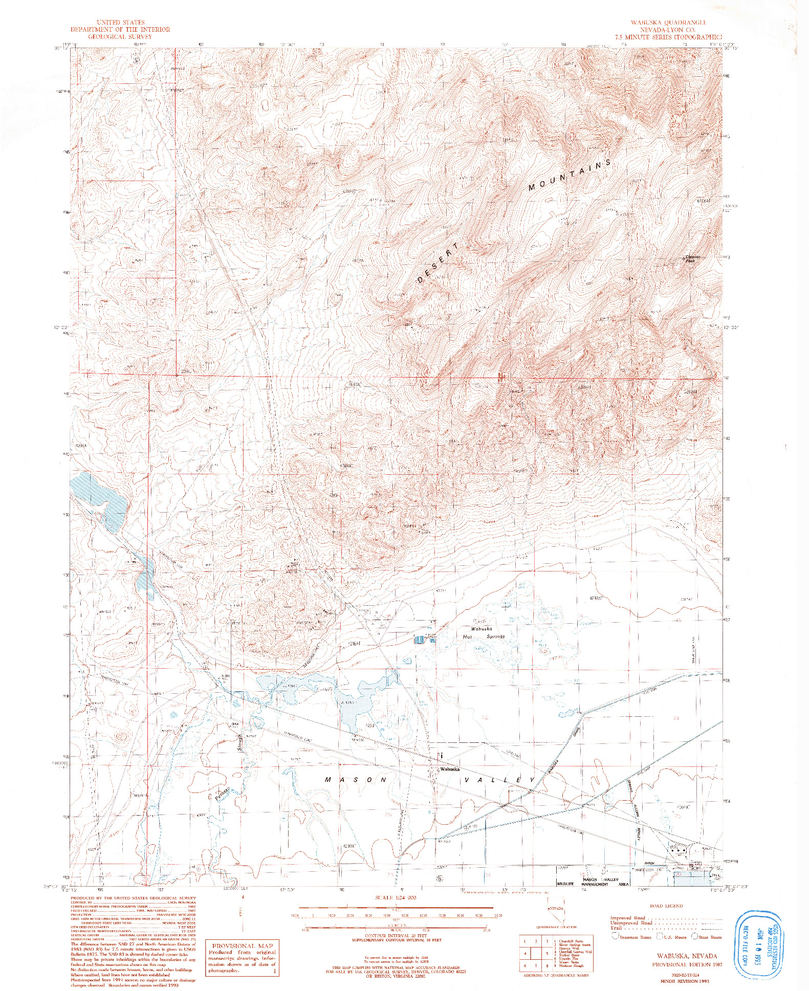 USGS 1:24000-SCALE QUADRANGLE FOR WABUSKA, NV 1987