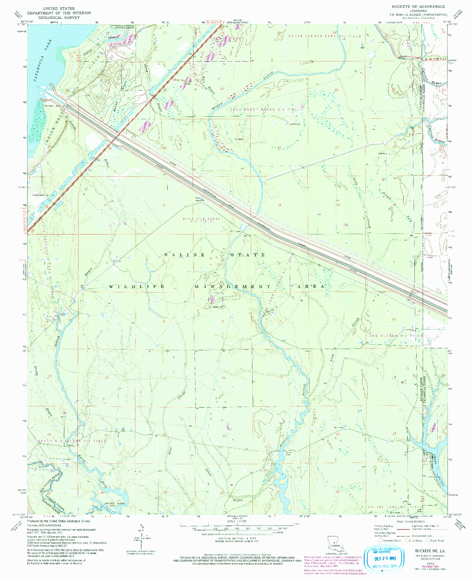 USGS 1:24000-SCALE QUADRANGLE FOR BUCKEYE NE, LA 1972