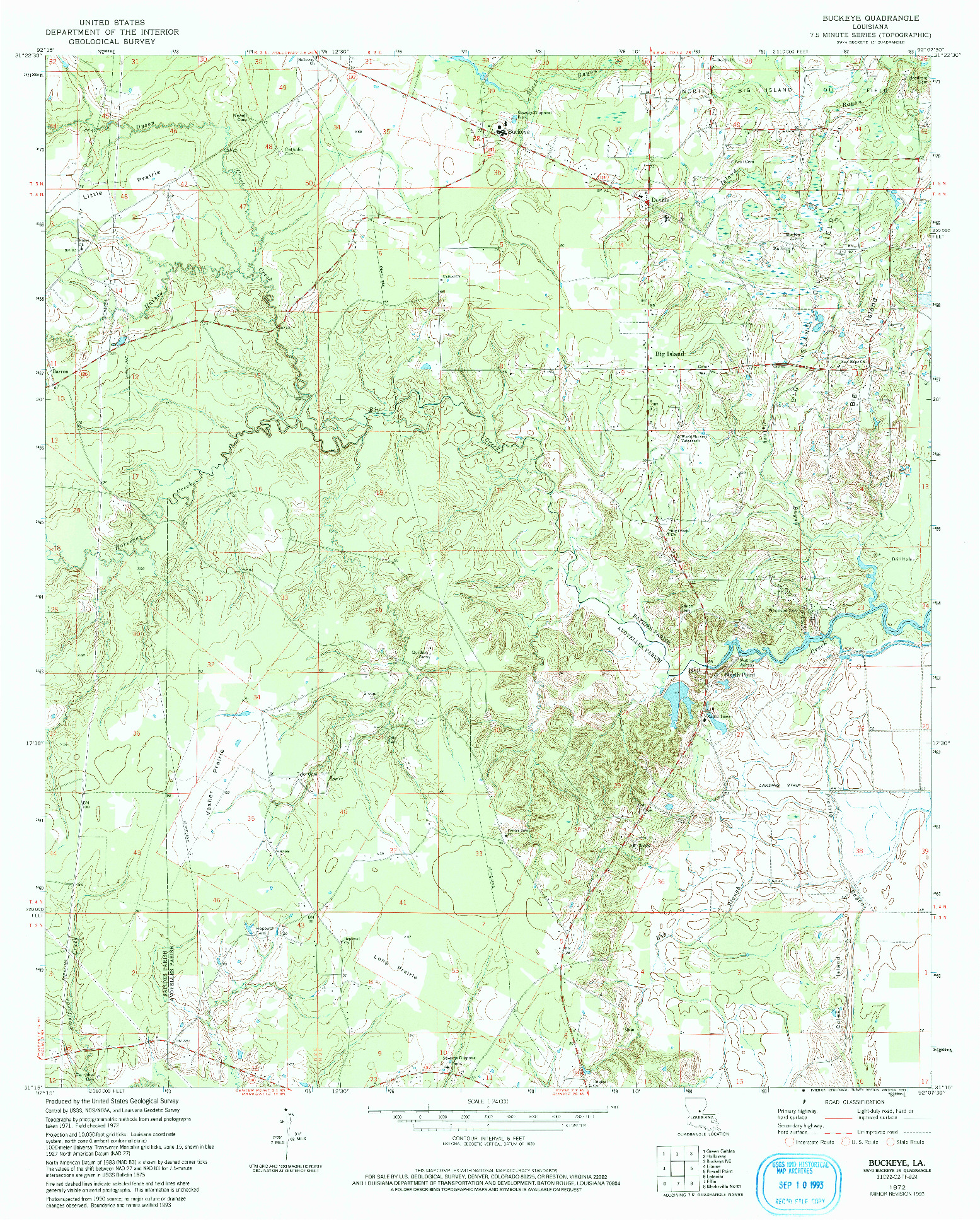USGS 1:24000-SCALE QUADRANGLE FOR BUCKEYE, LA 1972