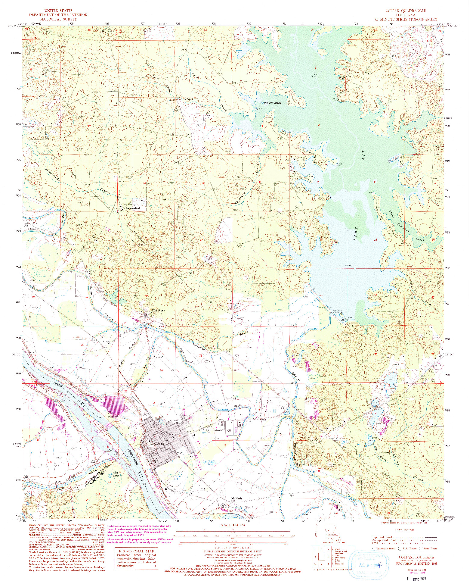 USGS 1:24000-SCALE QUADRANGLE FOR COLFAX, LA 1985