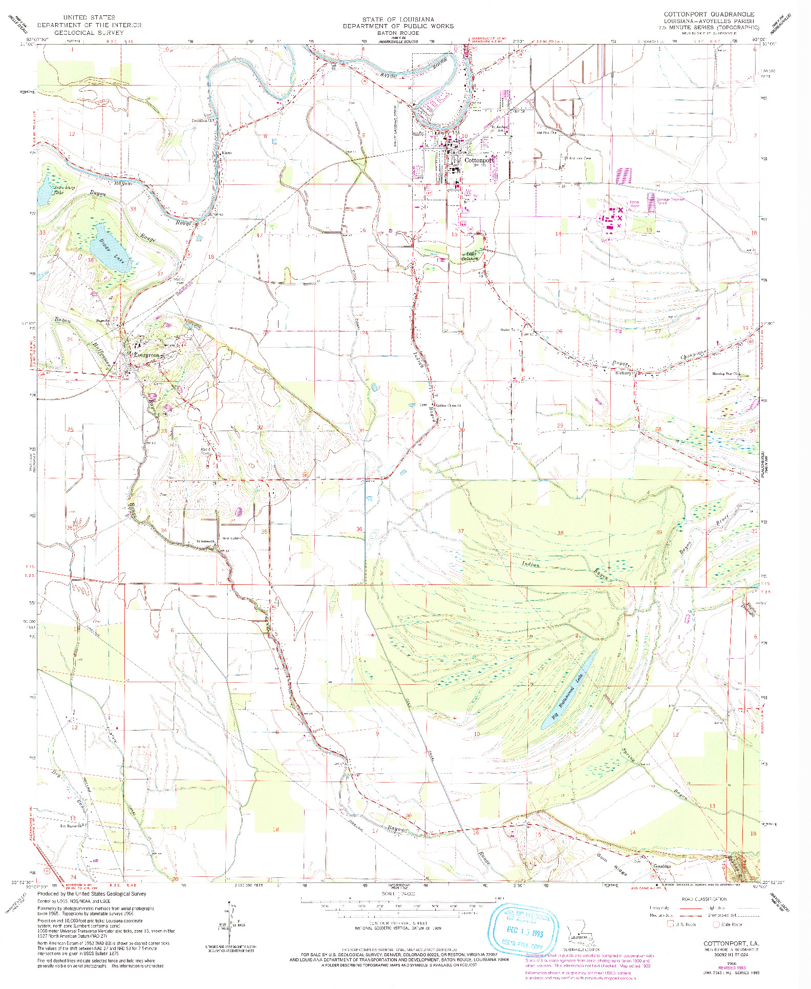 USGS 1:24000-SCALE QUADRANGLE FOR COTTONPORT, LA 1966