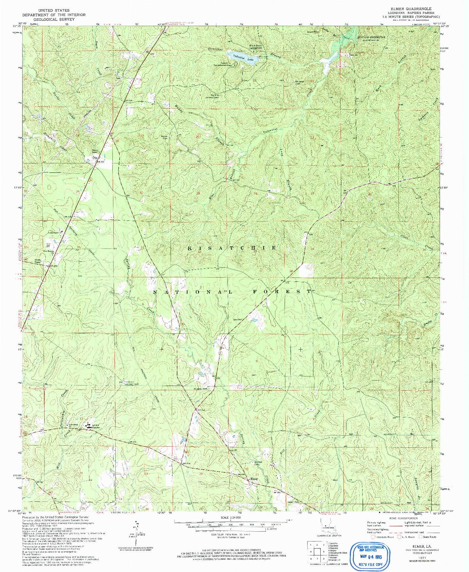 USGS 1:24000-SCALE QUADRANGLE FOR ELMER, LA 1971