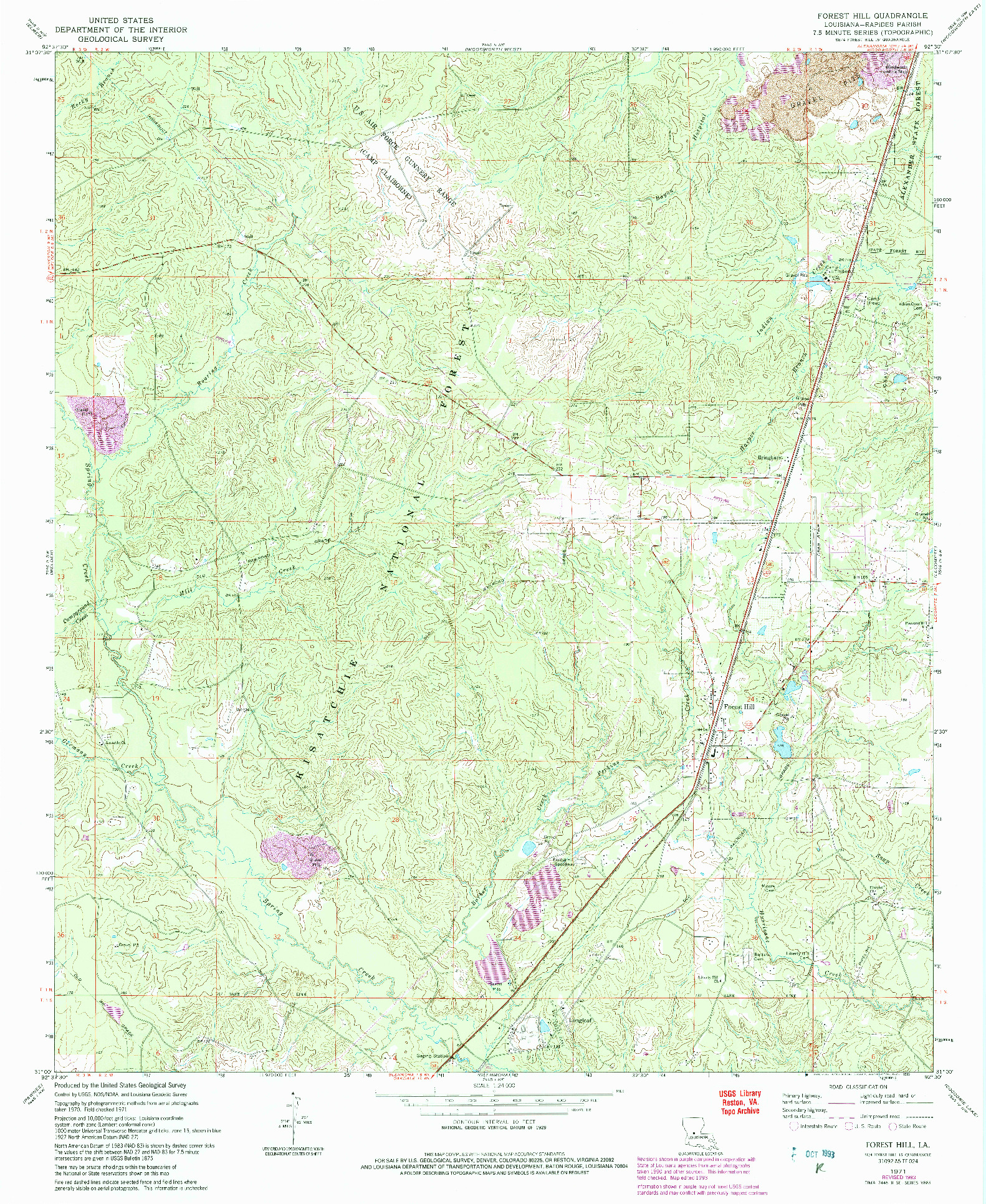 USGS 1:24000-SCALE QUADRANGLE FOR FOREST HILL, LA 1971