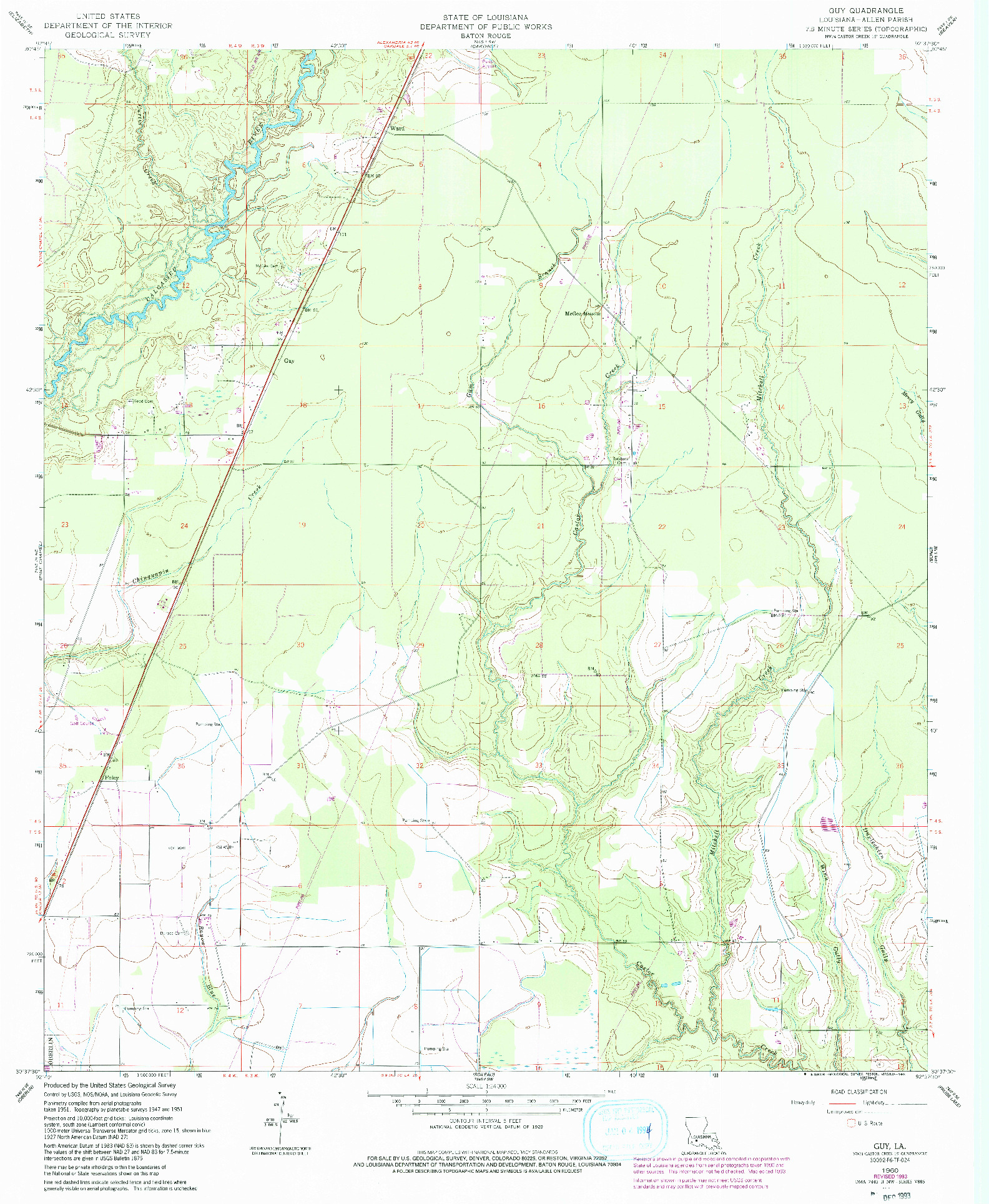 USGS 1:24000-SCALE QUADRANGLE FOR GUY, LA 1960