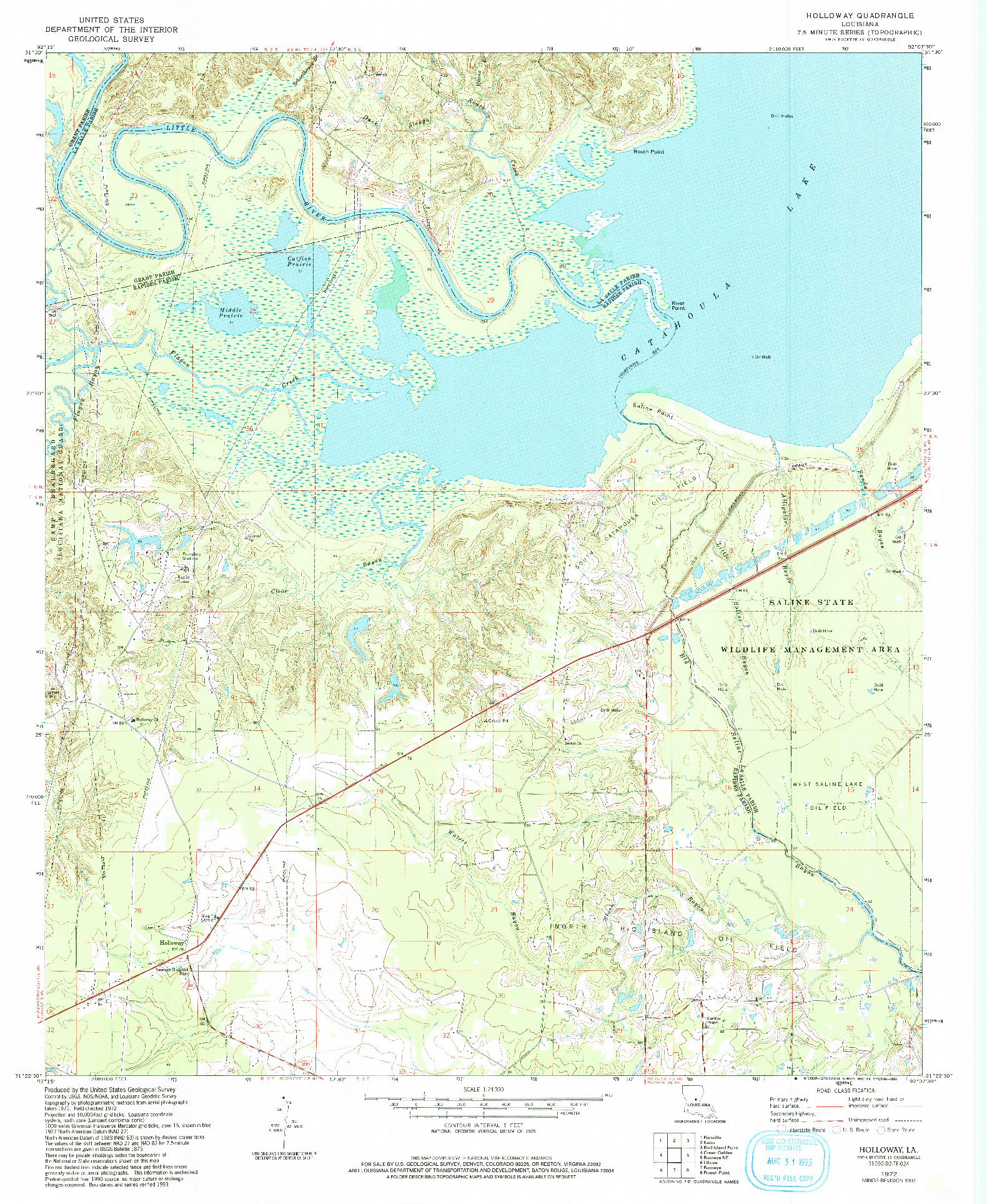 USGS 1:24000-SCALE QUADRANGLE FOR HOLLOWAY, LA 1972