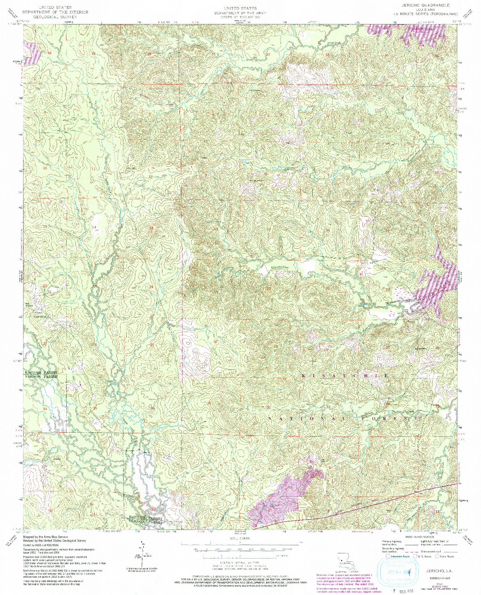 USGS 1:24000-SCALE QUADRANGLE FOR JERICHO, LA 1954