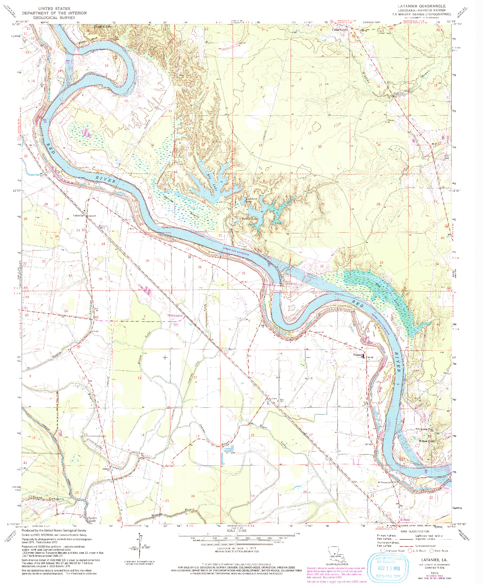 USGS 1:24000-SCALE QUADRANGLE FOR LATANIER, LA 1972