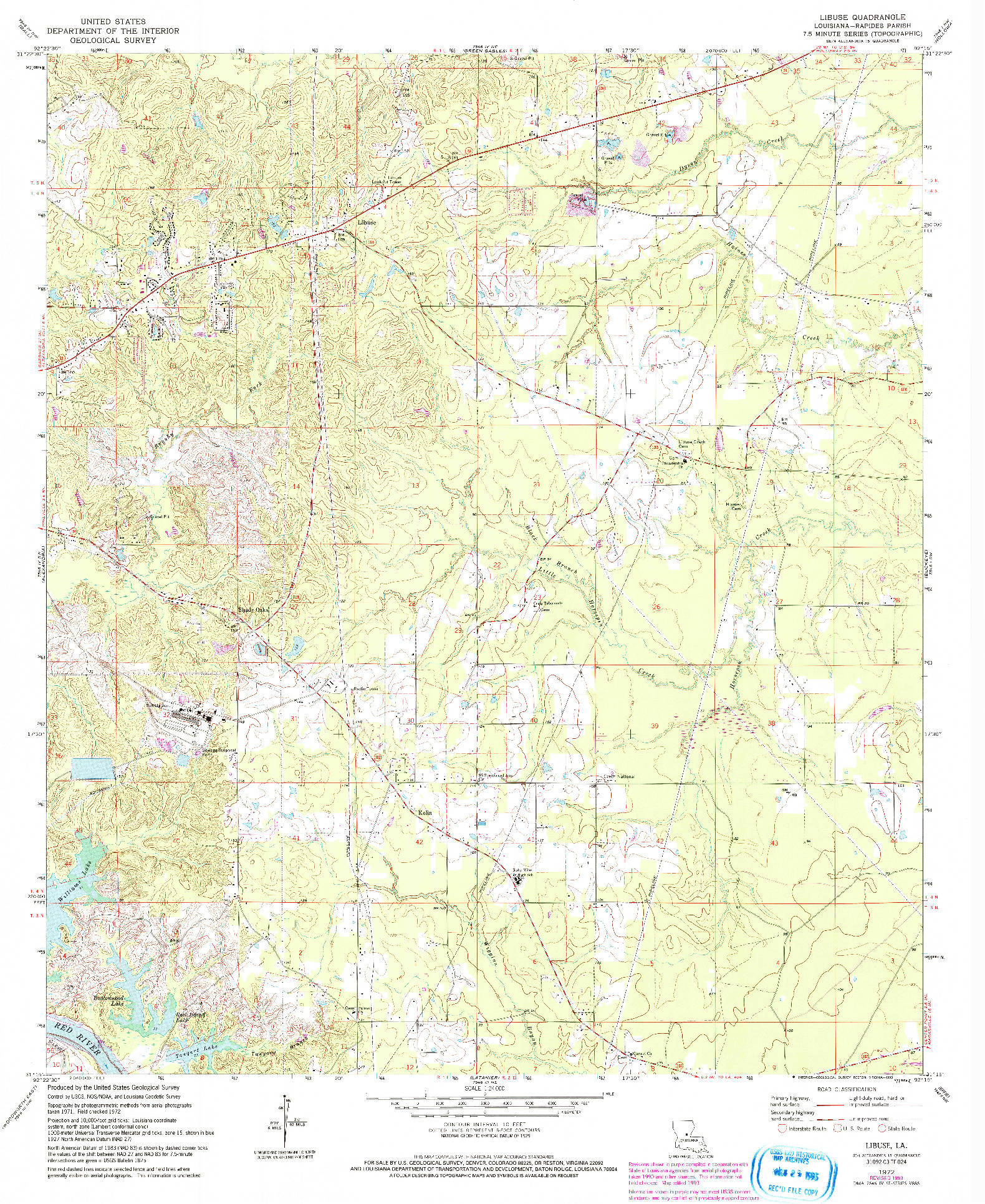 USGS 1:24000-SCALE QUADRANGLE FOR LIBUSE, LA 1972