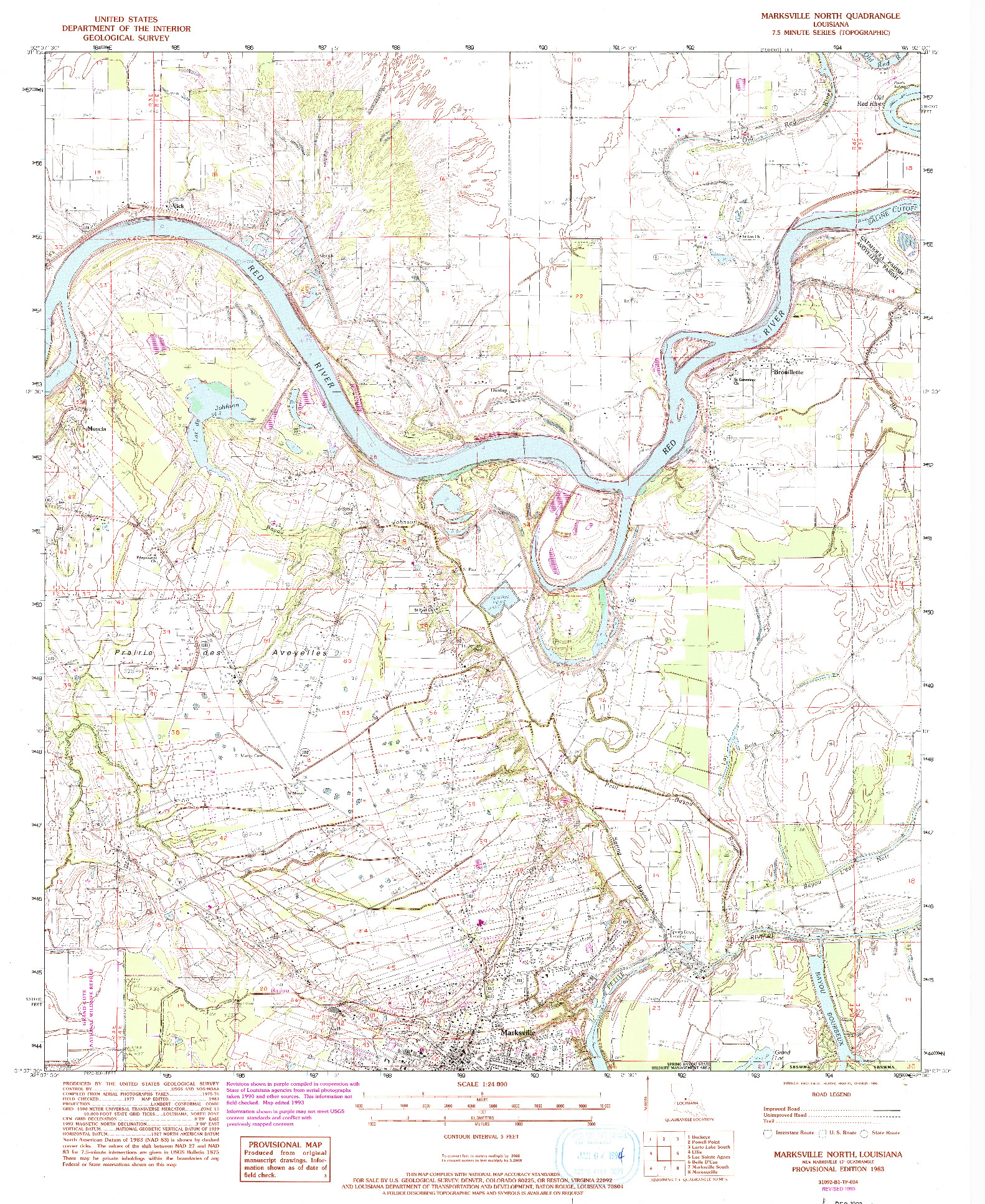 USGS 1:24000-SCALE QUADRANGLE FOR MARKSVILLE NORTH, LA 1983