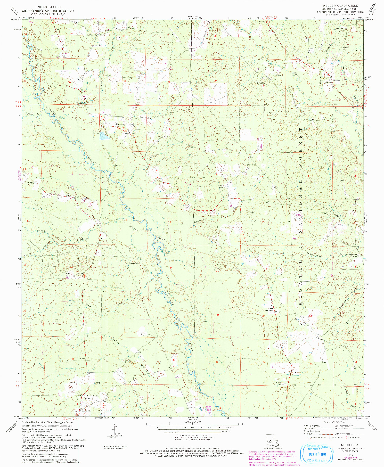 USGS 1:24000-SCALE QUADRANGLE FOR MELDER, LA 1971