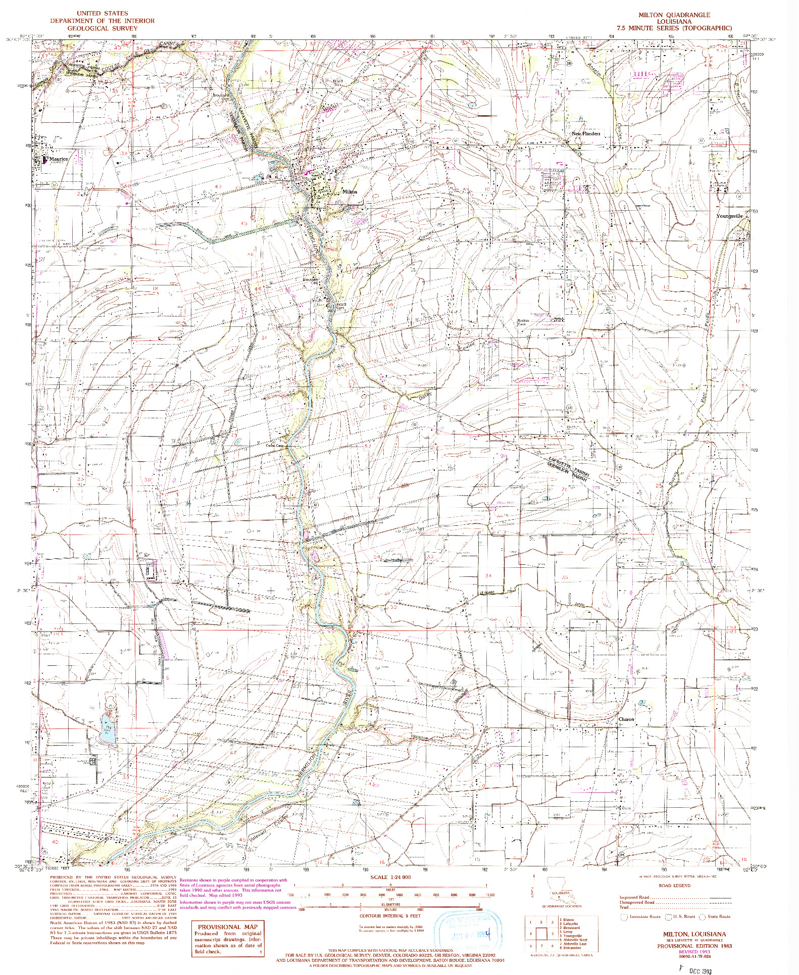 USGS 1:24000-SCALE QUADRANGLE FOR MILTON, LA 1983