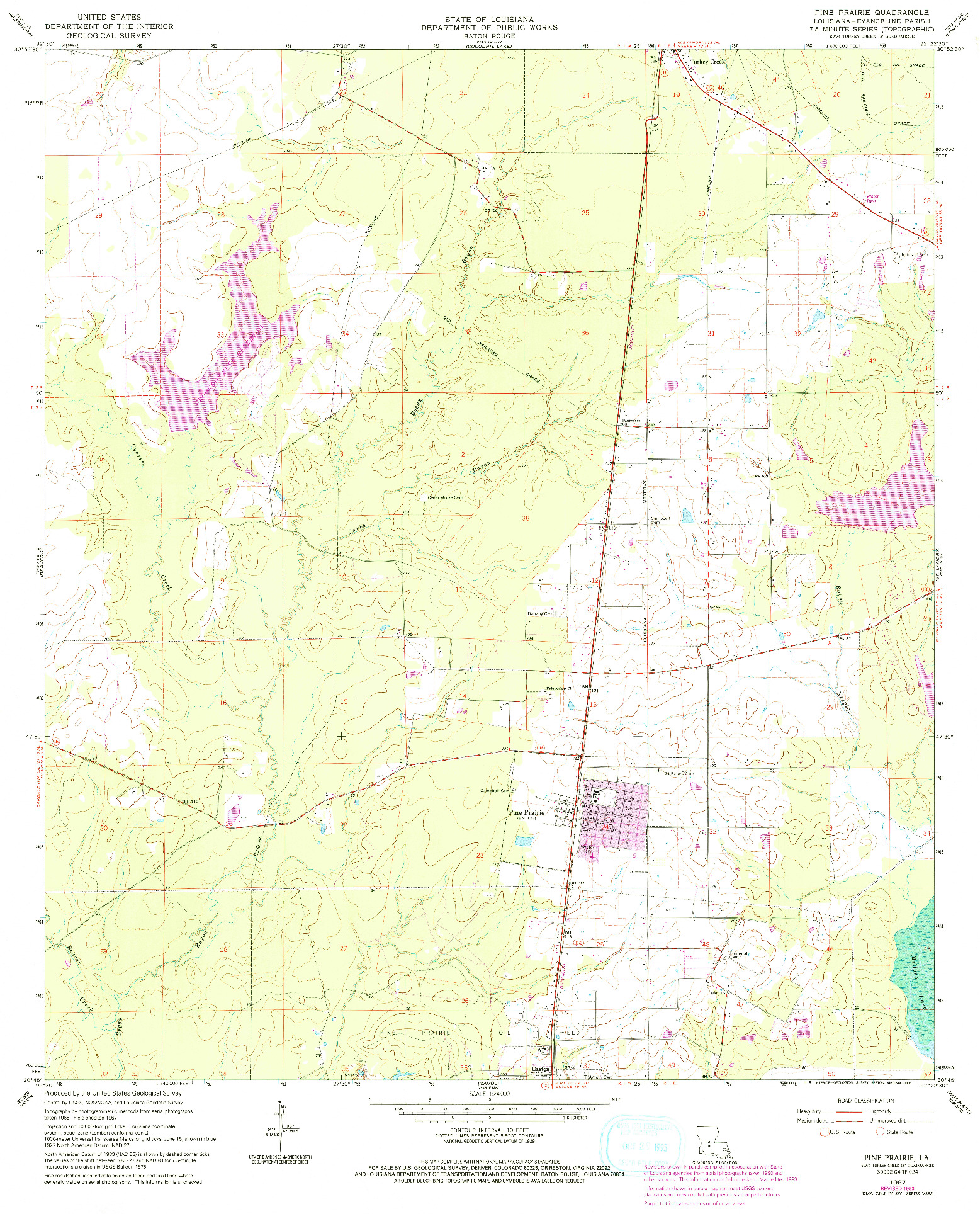USGS 1:24000-SCALE QUADRANGLE FOR PINE PRAIRIE, LA 1967