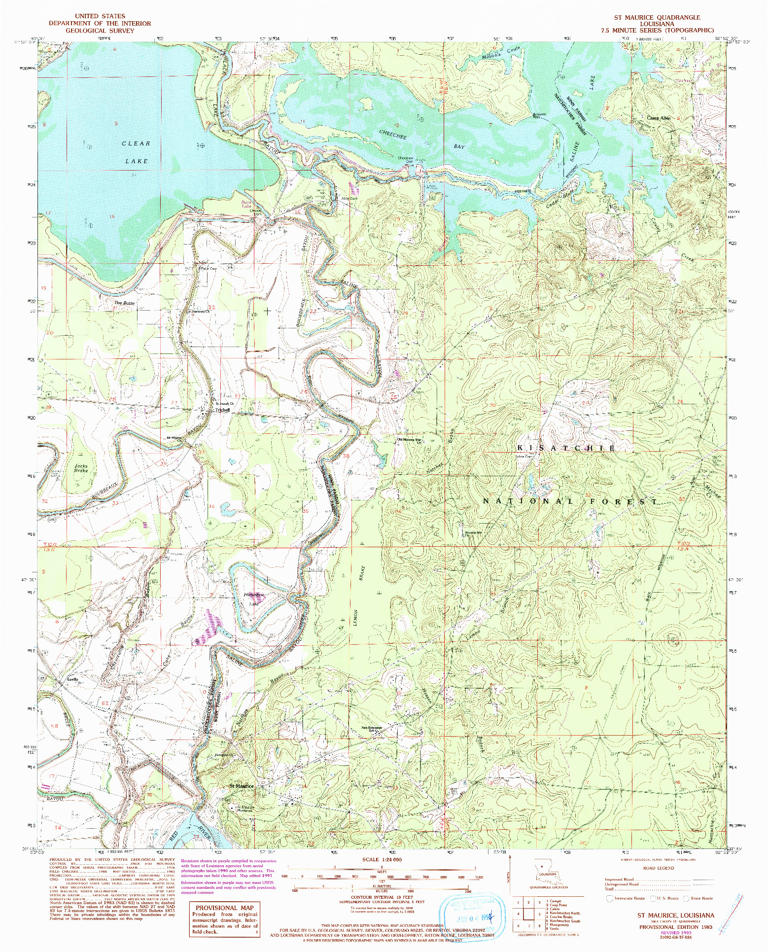 USGS 1:24000-SCALE QUADRANGLE FOR ST. MAURICE, LA 1983