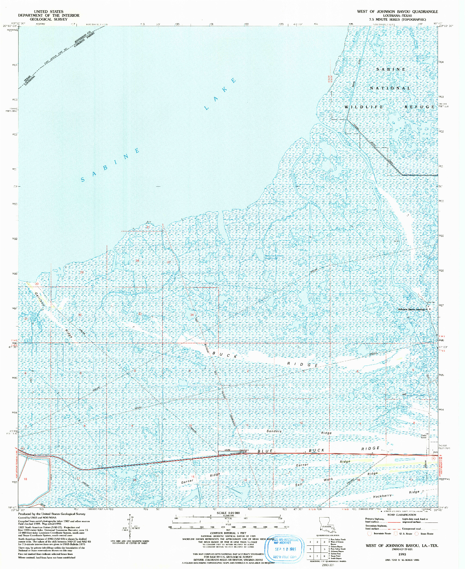 USGS 1:24000-SCALE QUADRANGLE FOR WEST OF JOHNSON BAYOU, LA 1993