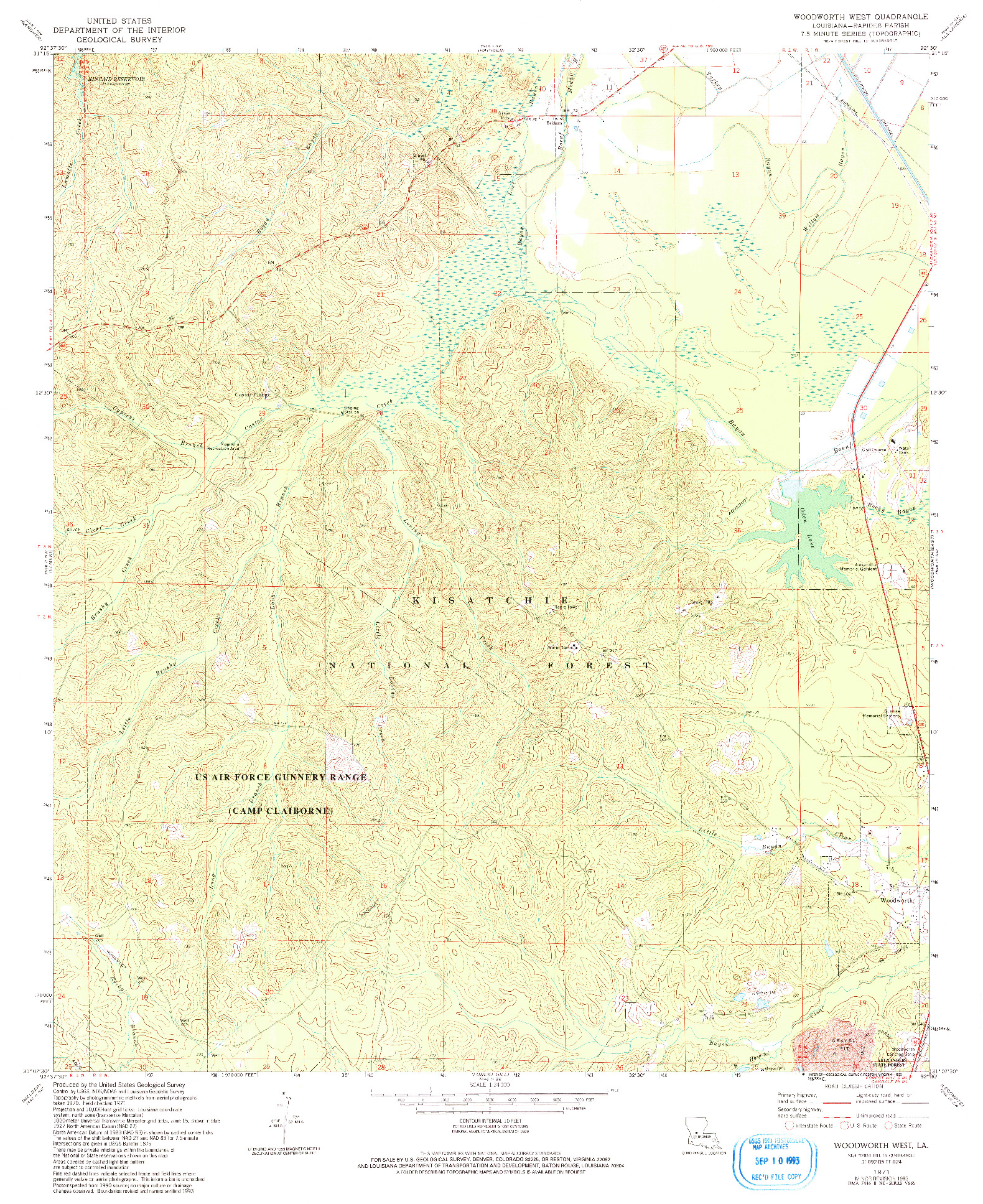 USGS 1:24000-SCALE QUADRANGLE FOR WOODWORTH WEST, LA 1971