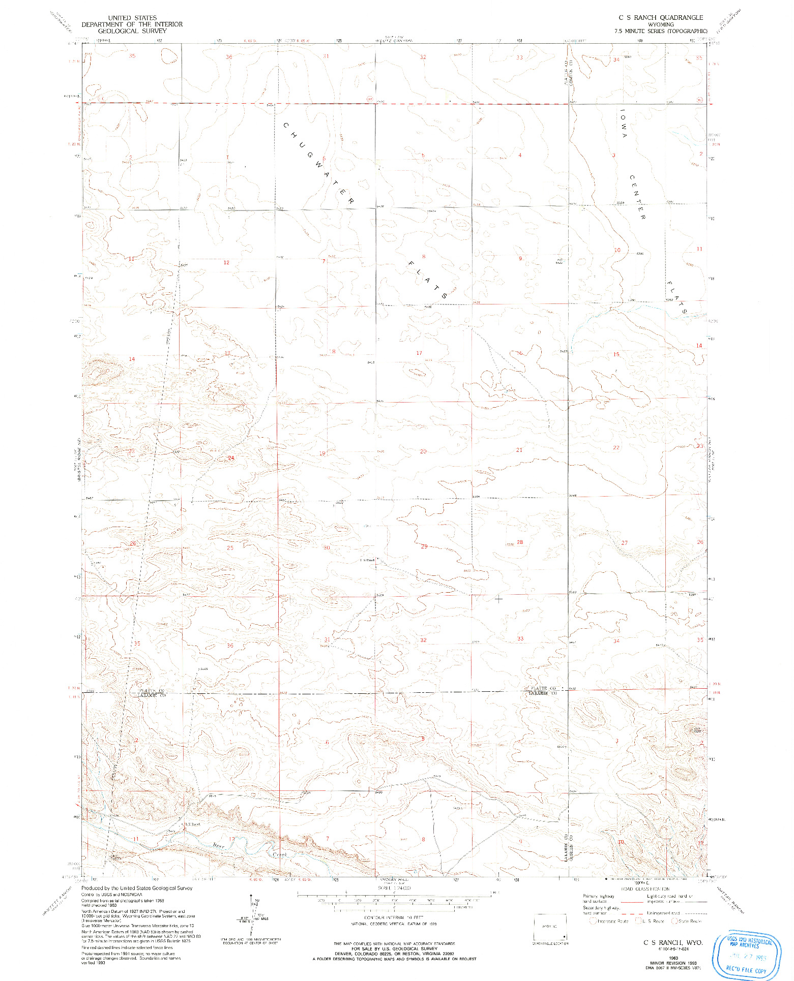 USGS 1:24000-SCALE QUADRANGLE FOR C S RANCH, WY 1963