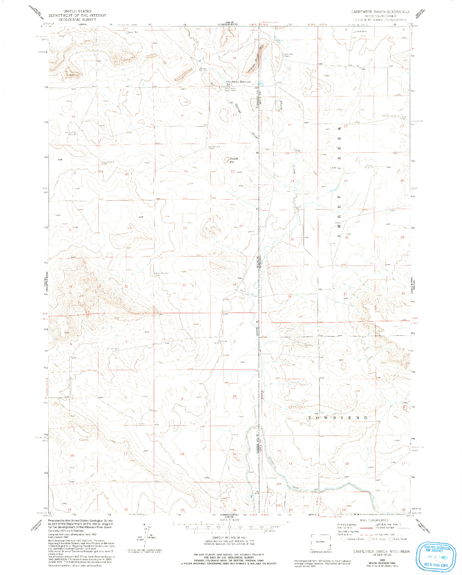 USGS 1:24000-SCALE QUADRANGLE FOR CARPENTER RANCH, WY 1963