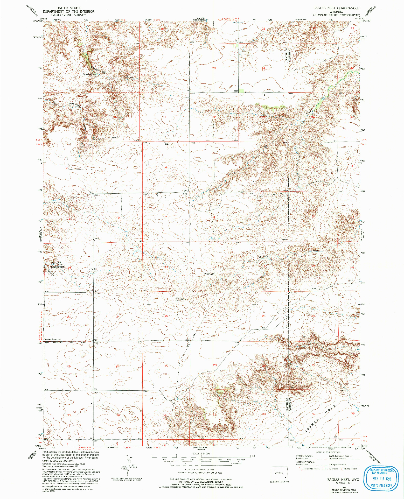 USGS 1:24000-SCALE QUADRANGLE FOR EAGLES NEST, WY 1951