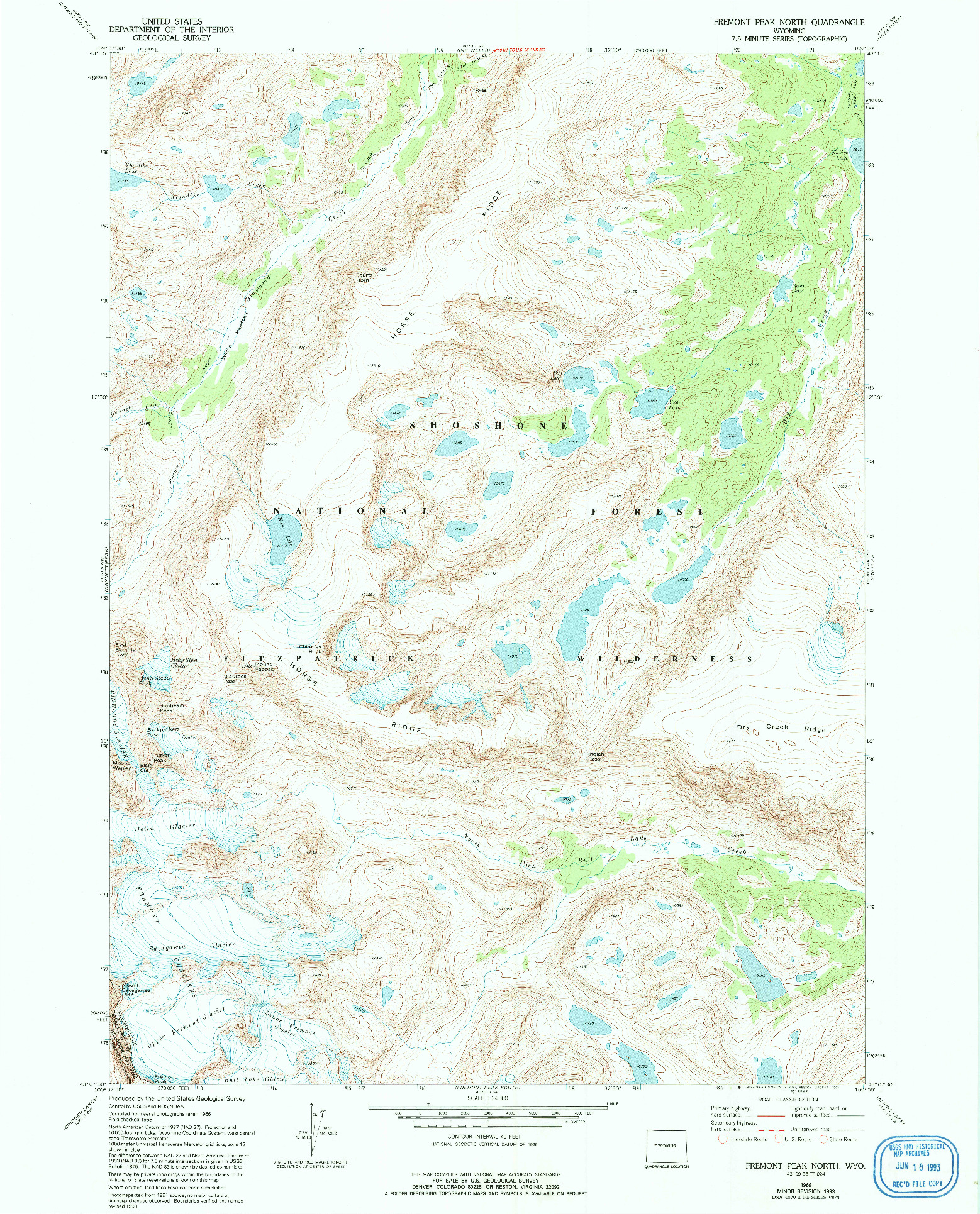 USGS 1:24000-SCALE QUADRANGLE FOR FREMONT PEAK NORTH, WY 1968
