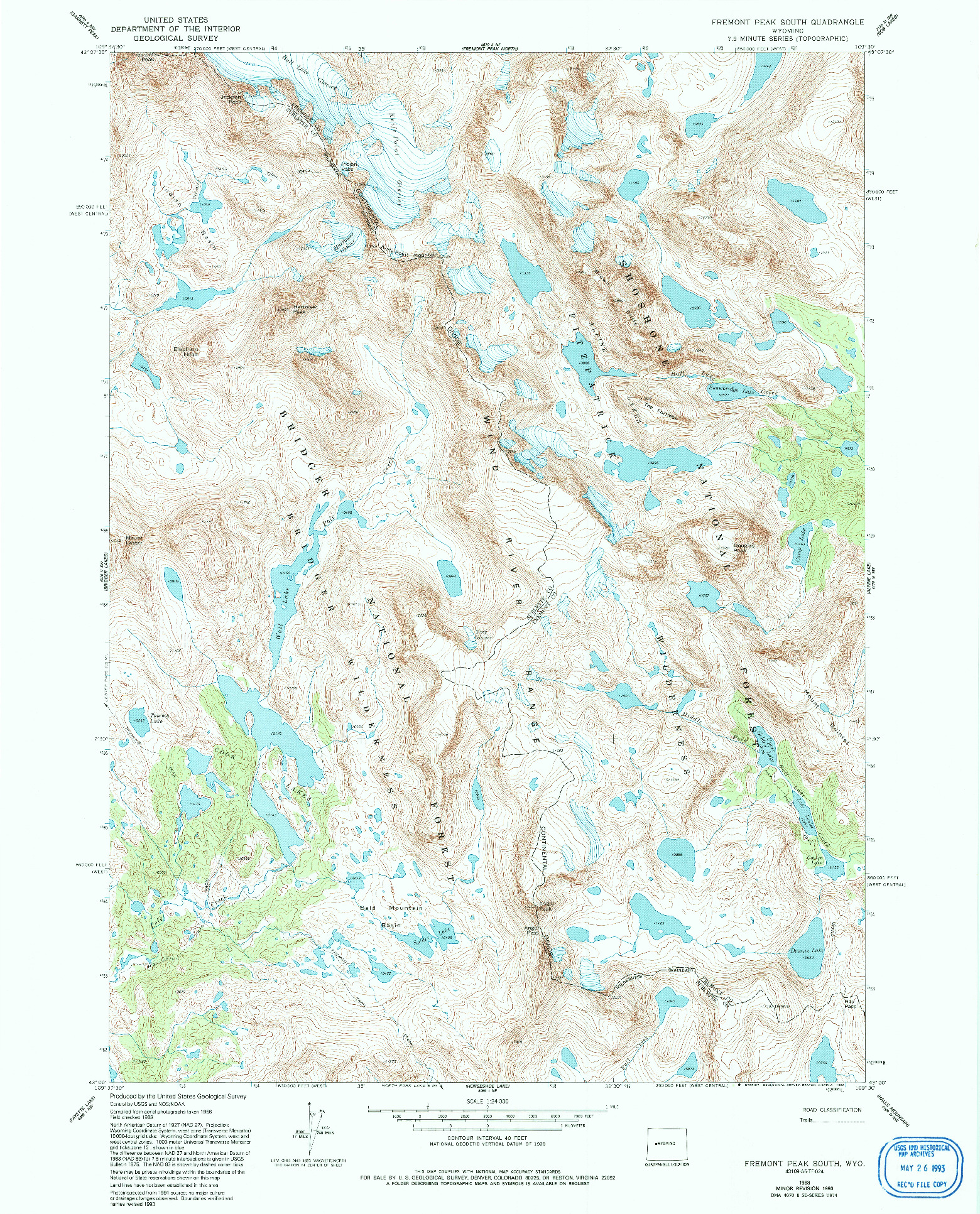 USGS 1:24000-SCALE QUADRANGLE FOR FREMONT PEAK SOUTH, WY 1968