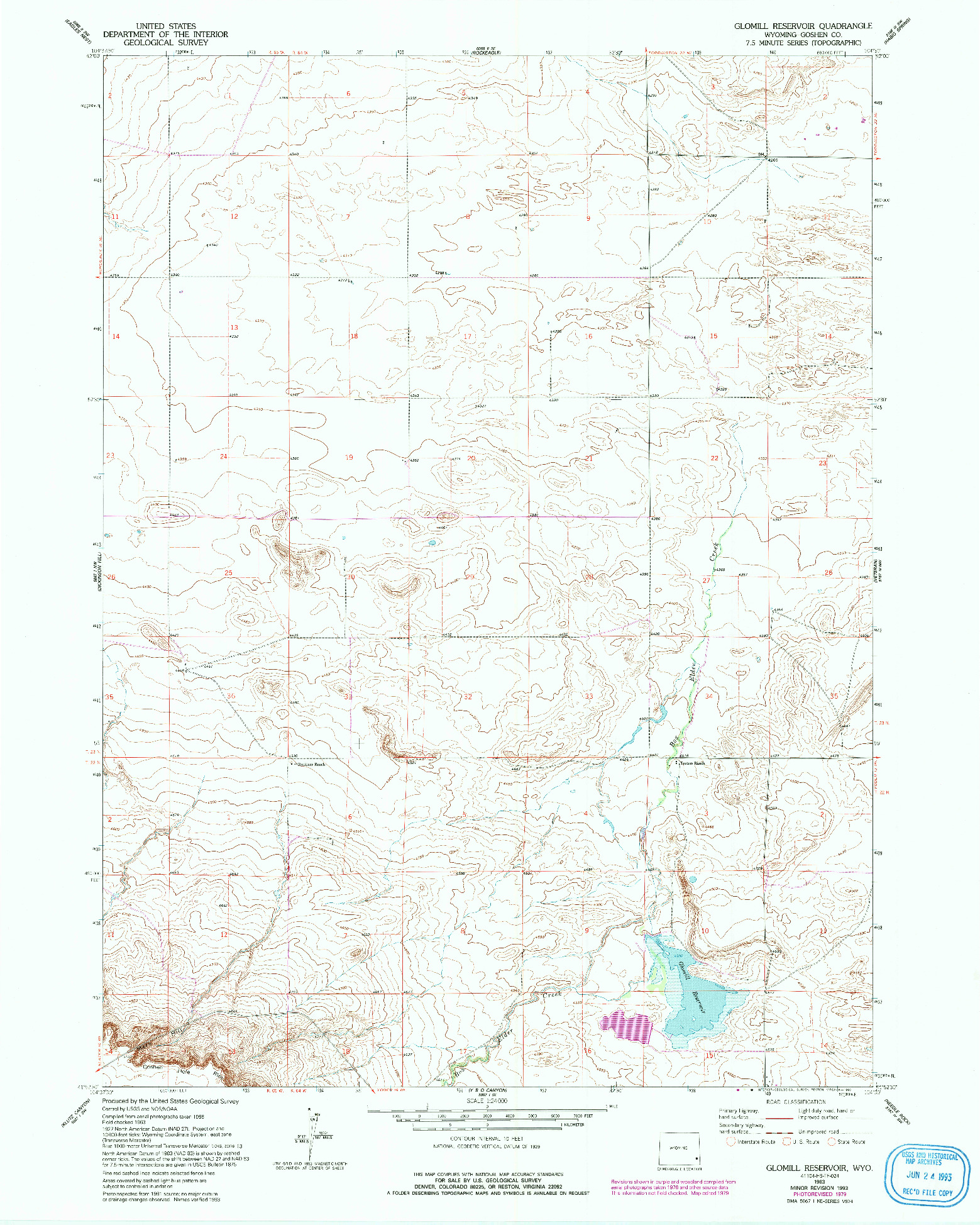 USGS 1:24000-SCALE QUADRANGLE FOR GLOMILL RESERVOIR, WY 1968