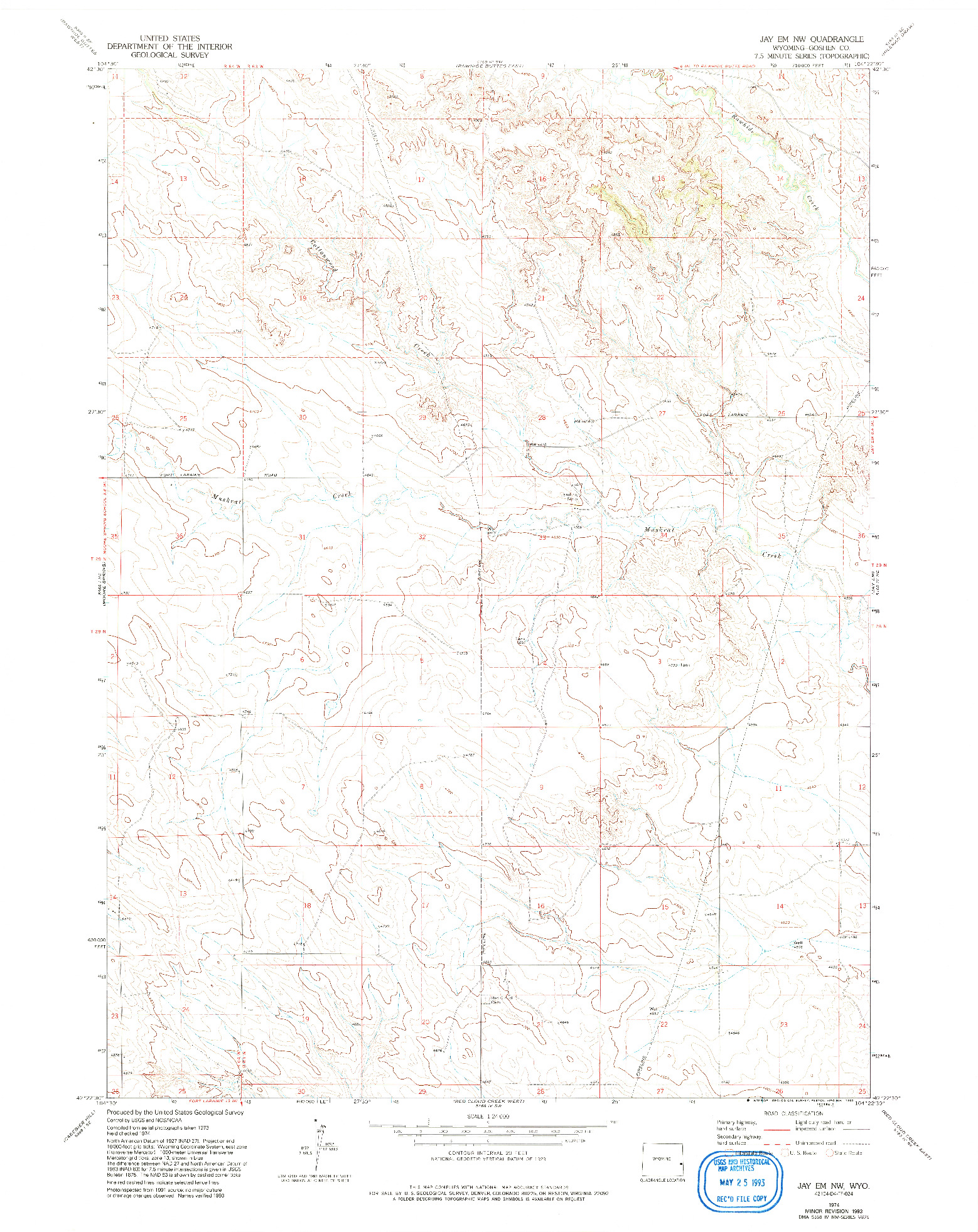 USGS 1:24000-SCALE QUADRANGLE FOR JAY EM NW, WY 1974