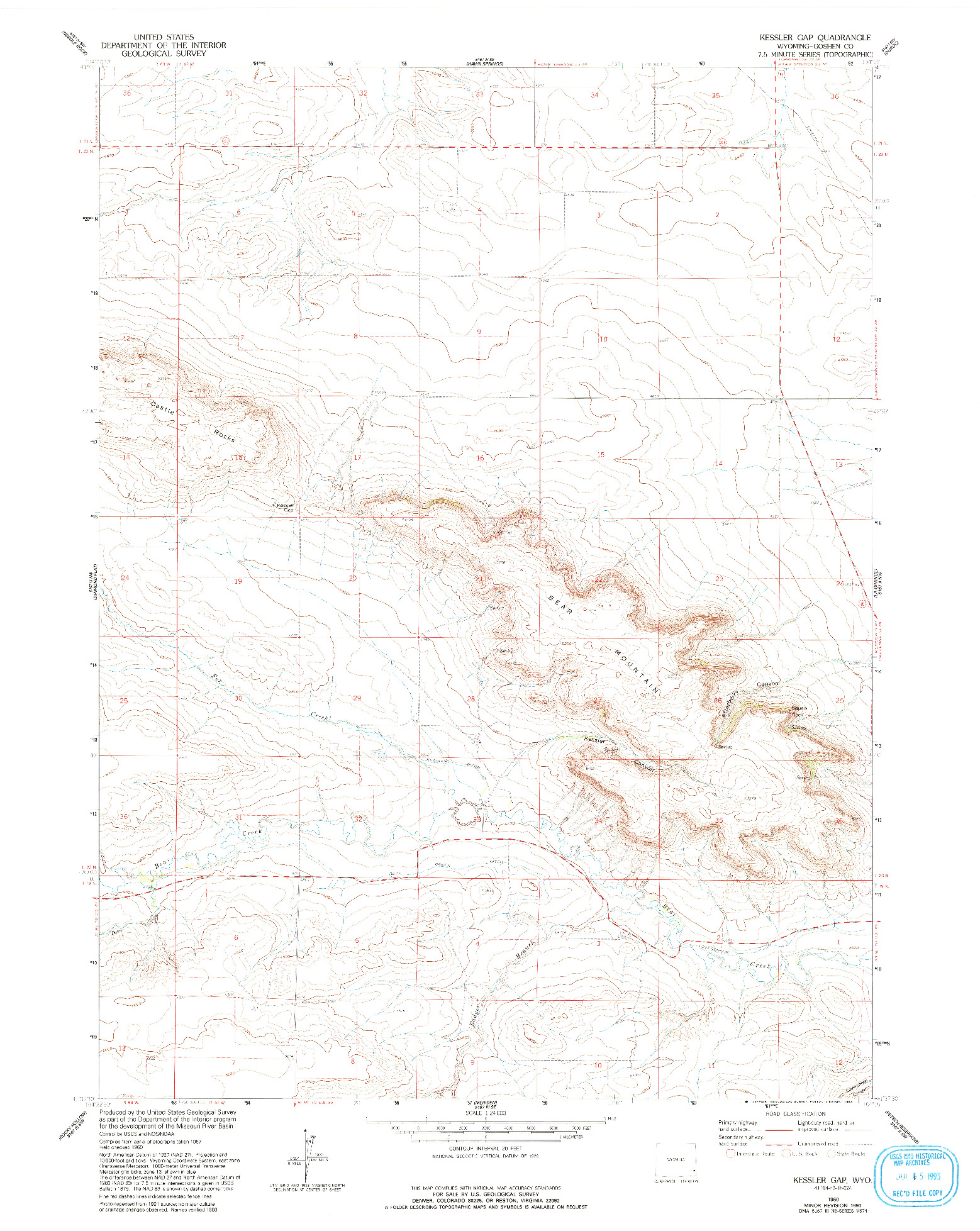 USGS 1:24000-SCALE QUADRANGLE FOR KESSLER GAP, WY 1960