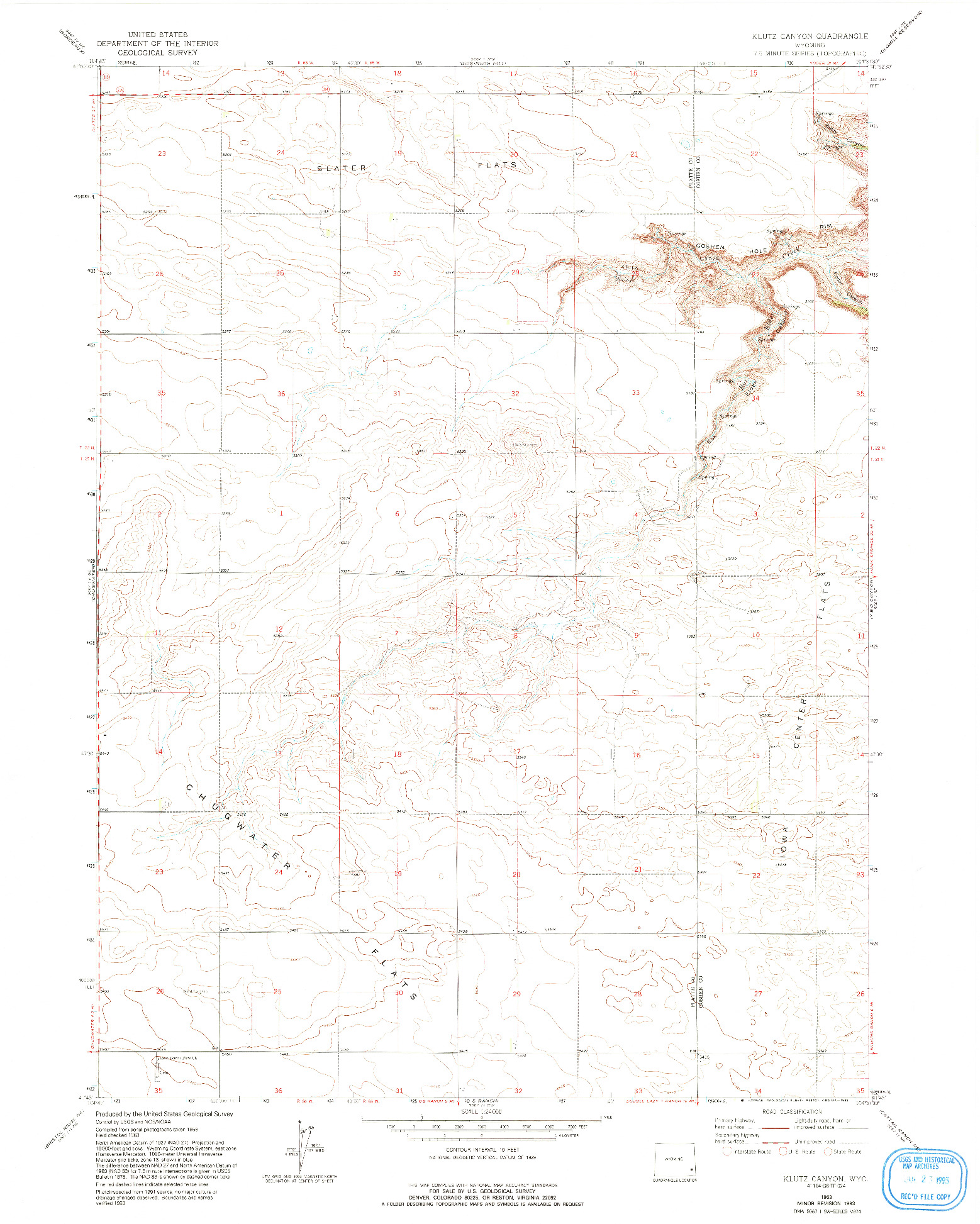 USGS 1:24000-SCALE QUADRANGLE FOR KLUTZ CANYON, WY 1963