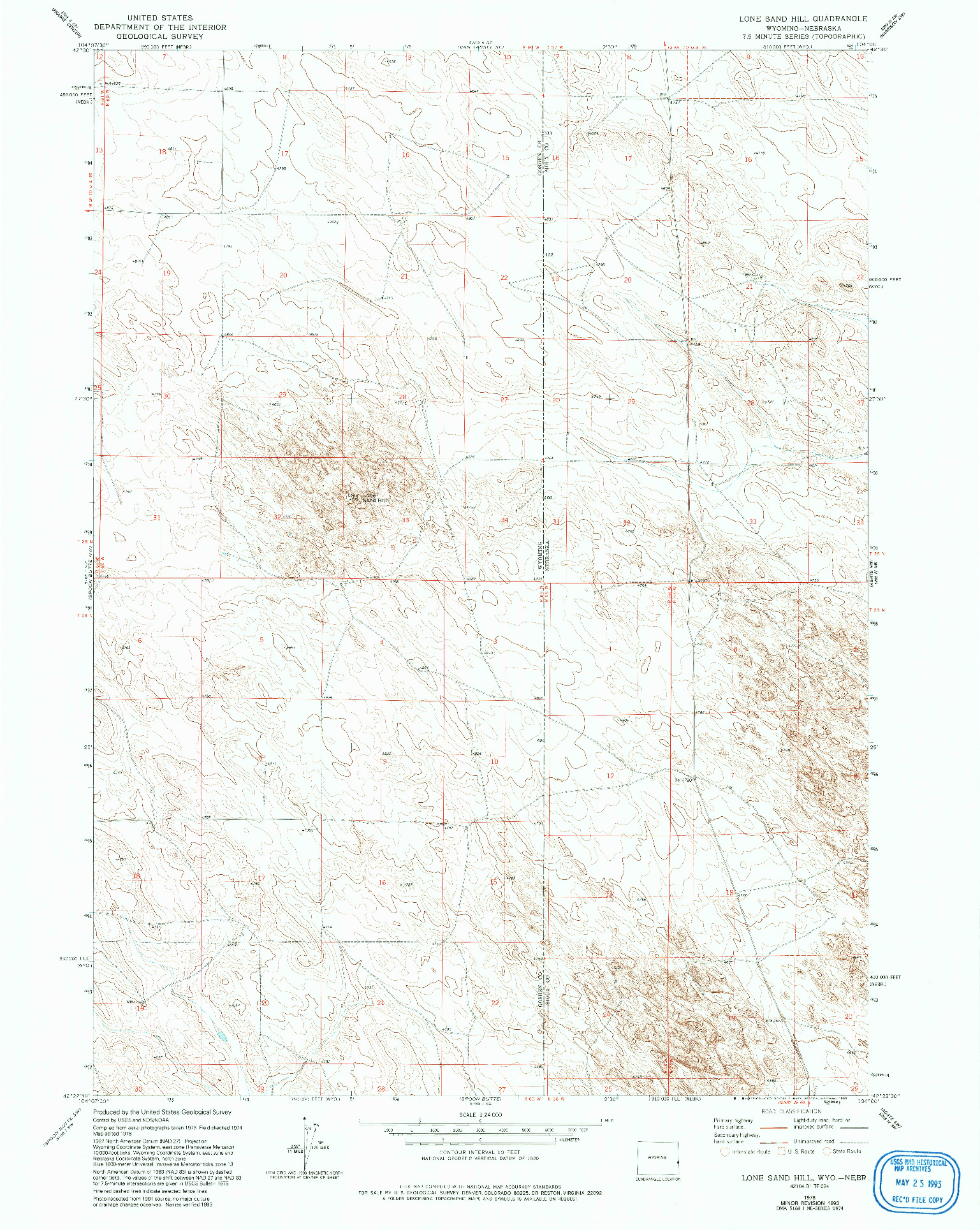 USGS 1:24000-SCALE QUADRANGLE FOR LONE SAND HILL, WY 1978