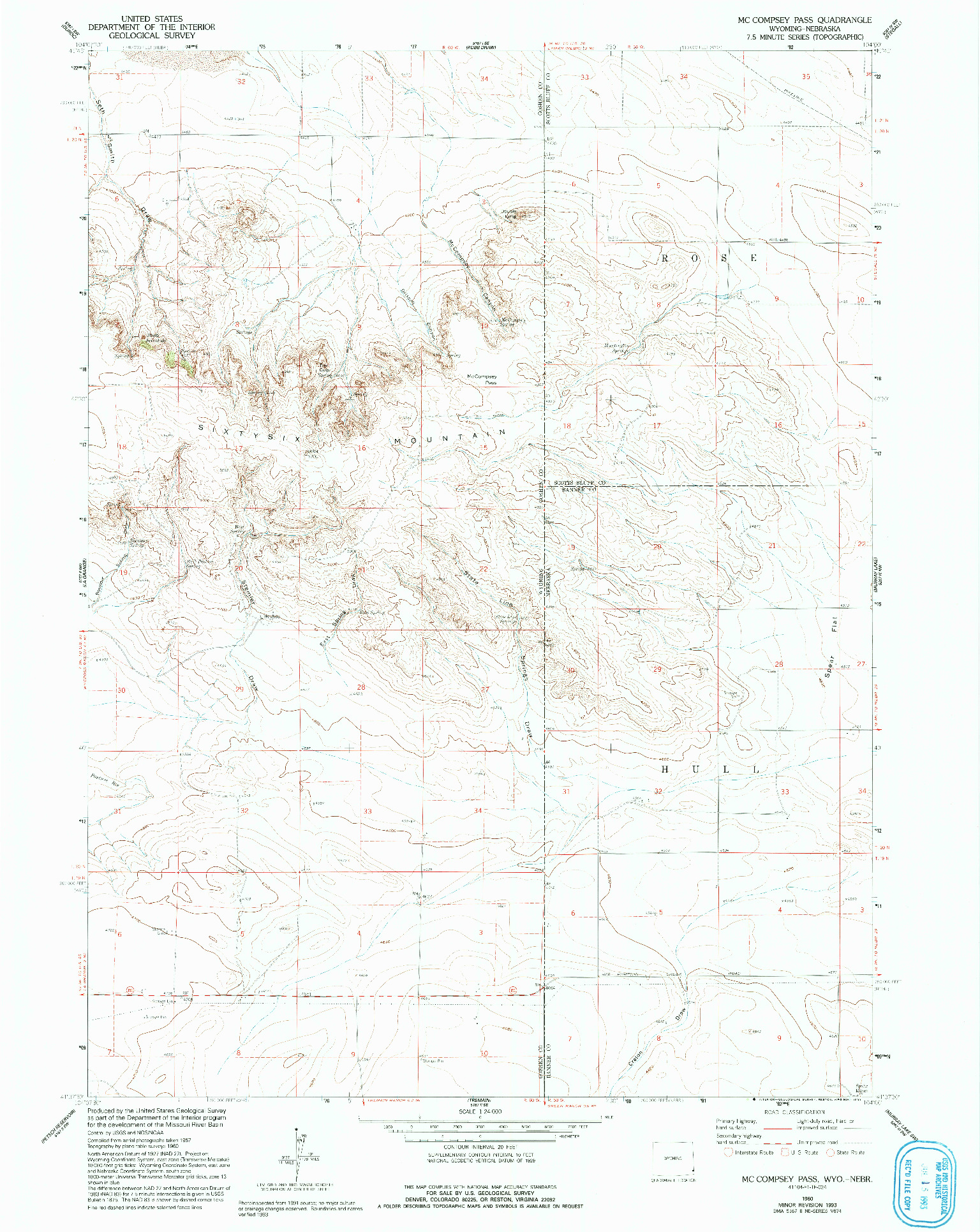 USGS 1:24000-SCALE QUADRANGLE FOR MC COMPSEY PASS, WY 1960