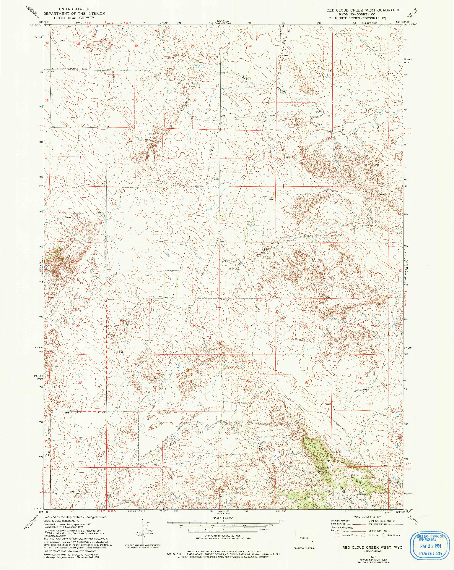 USGS 1:24000-SCALE QUADRANGLE FOR RED CLOUD CREEK WEST, WY 1977