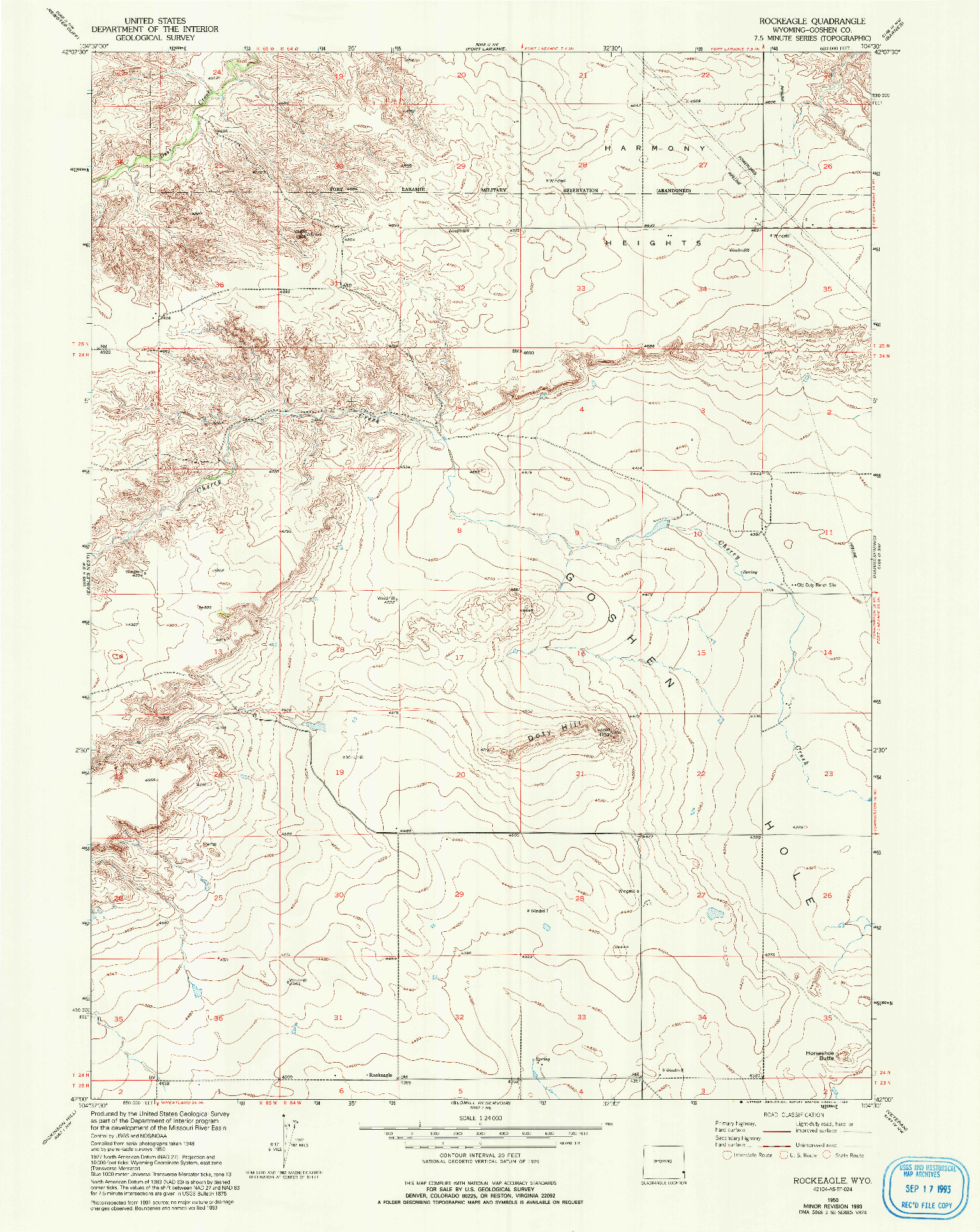 USGS 1:24000-SCALE QUADRANGLE FOR ROCKEAGLE, WY 1950