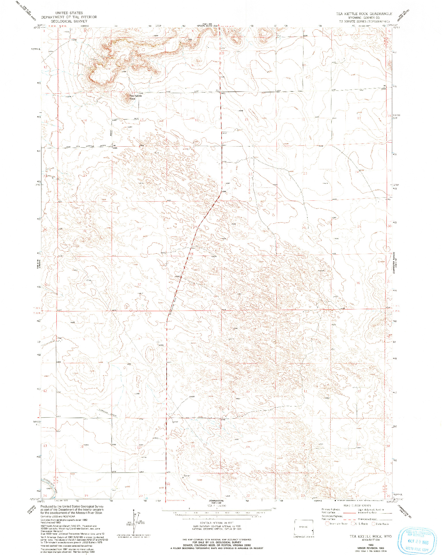 USGS 1:24000-SCALE QUADRANGLE FOR TEA KETTLE ROCK, WY 1963