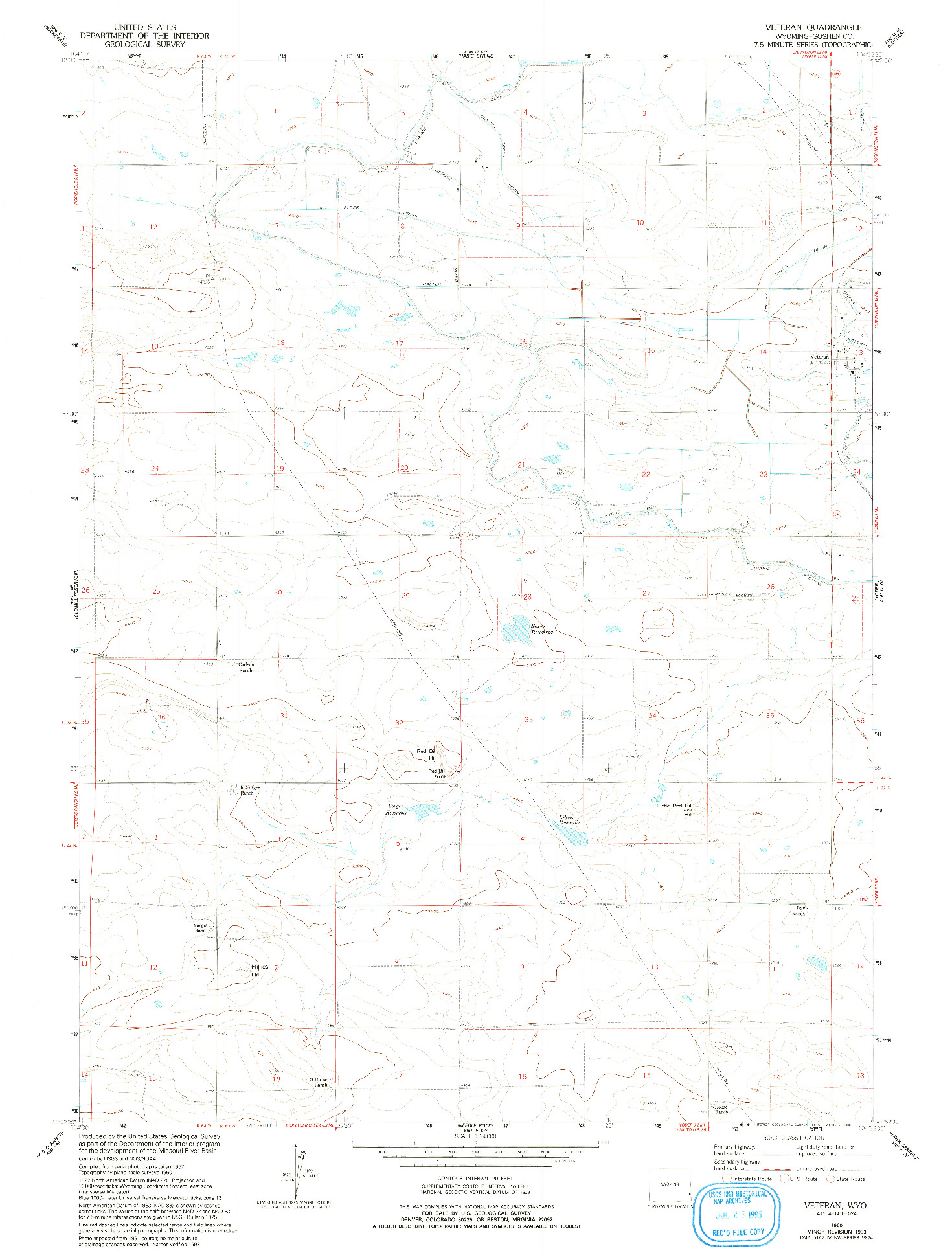 USGS 1:24000-SCALE QUADRANGLE FOR VETERAN, WY 1960