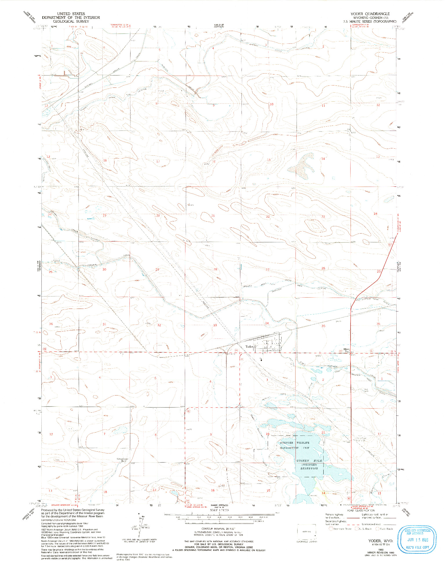 USGS 1:24000-SCALE QUADRANGLE FOR YODER, WY 1960