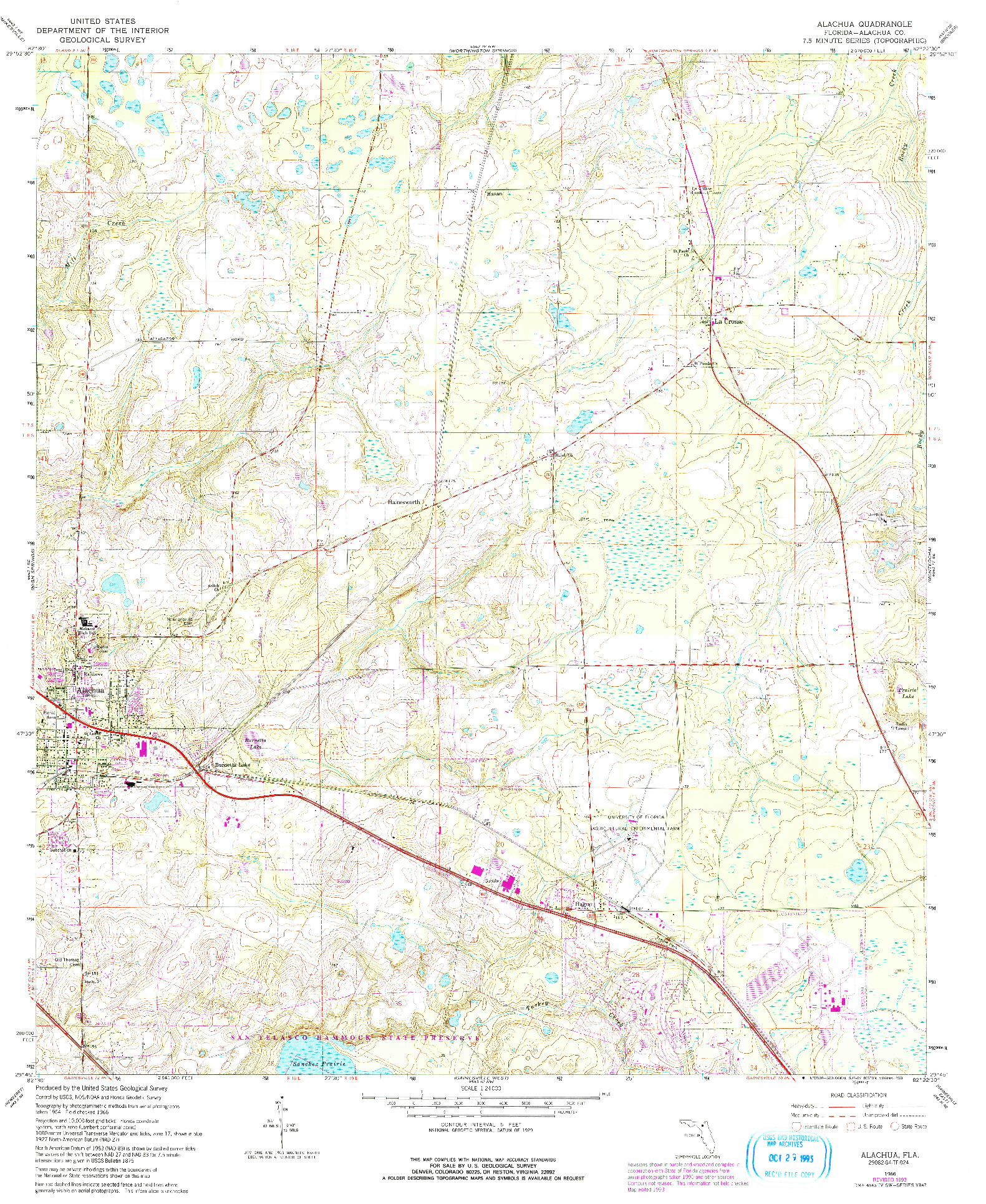 USGS 1:24000-SCALE QUADRANGLE FOR ALACHUA, FL 1966