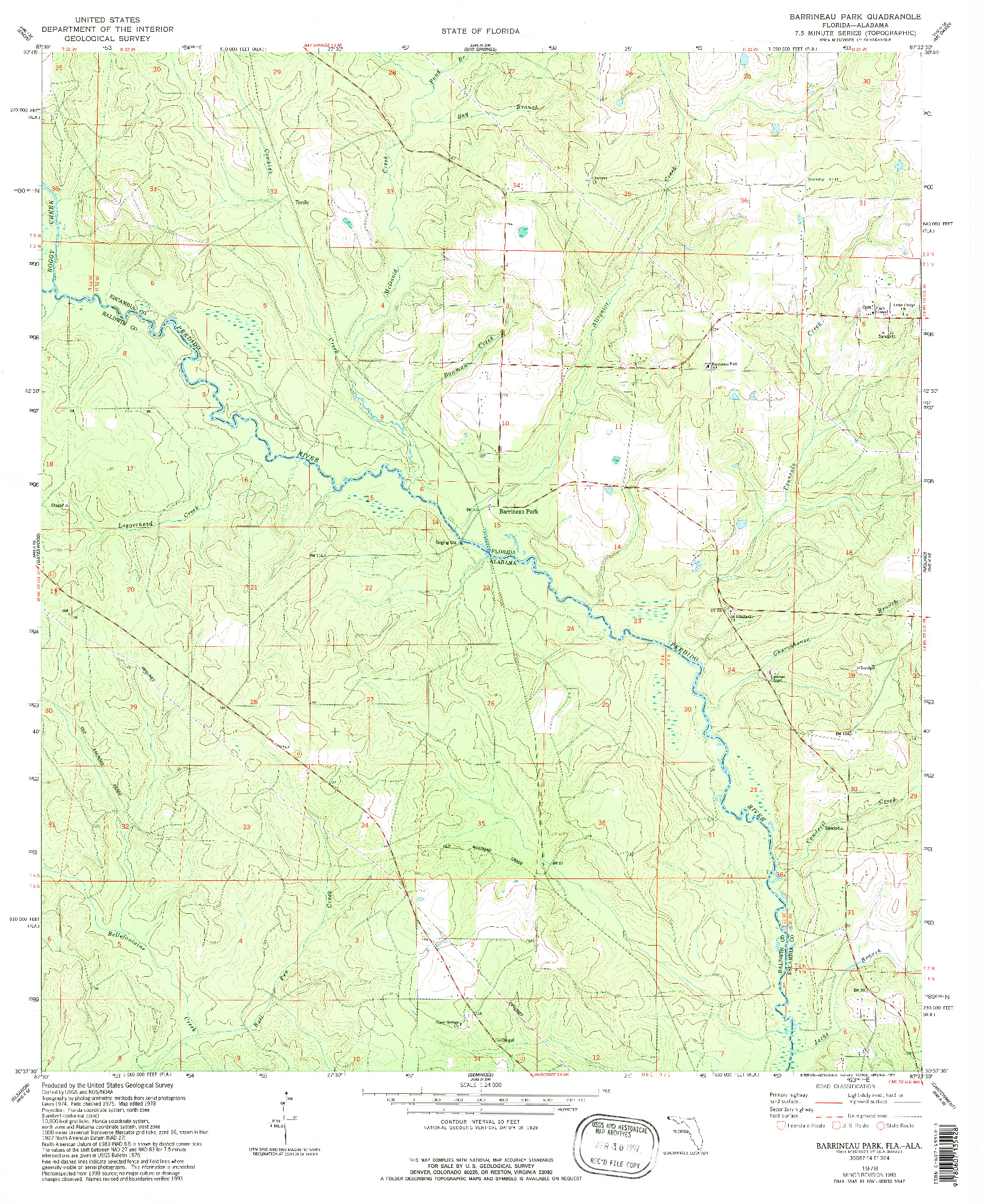 USGS 1:24000-SCALE QUADRANGLE FOR BARRINEAU PARK, FL 1978