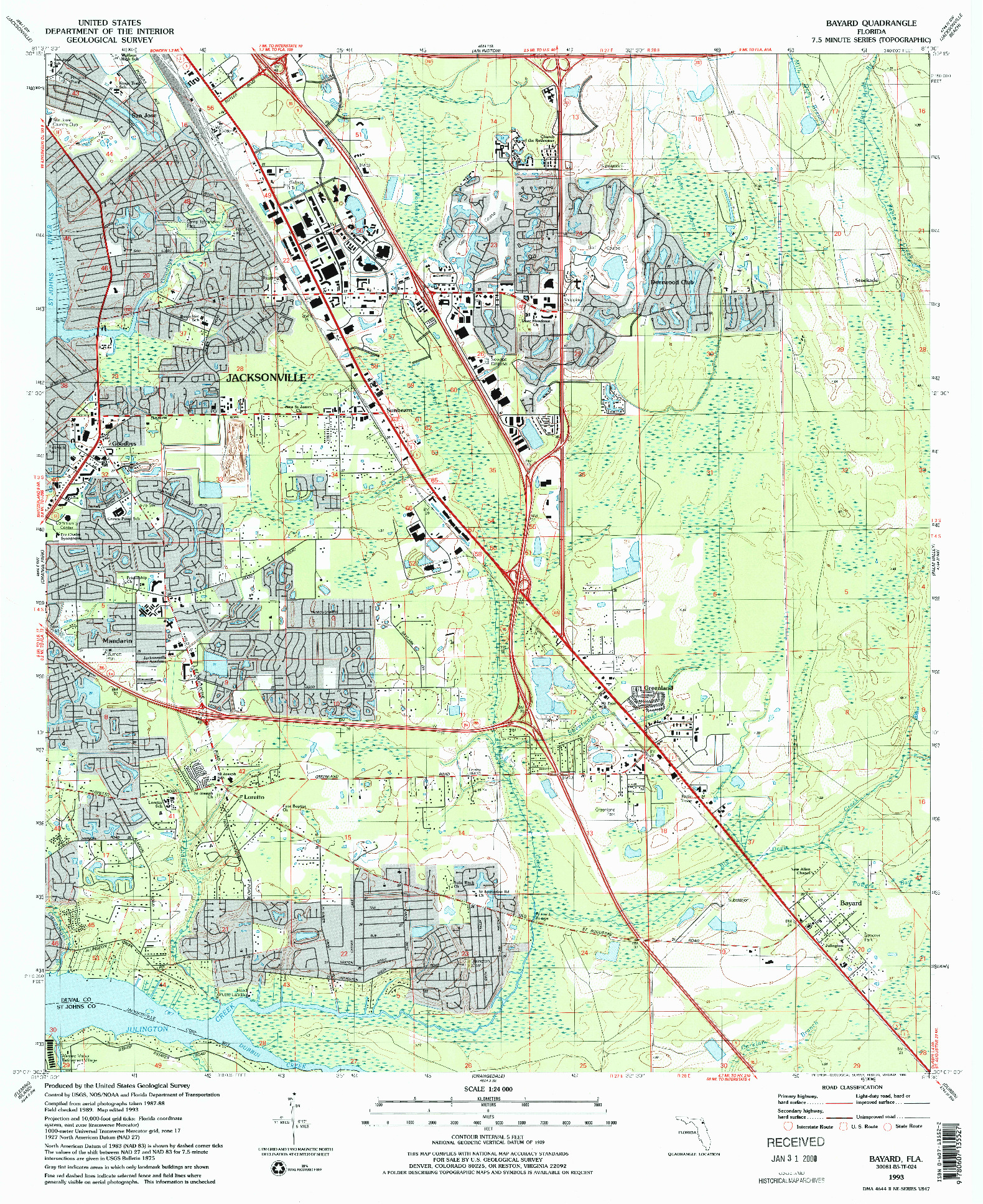 USGS 1:24000-SCALE QUADRANGLE FOR BAYARD, FL 1993