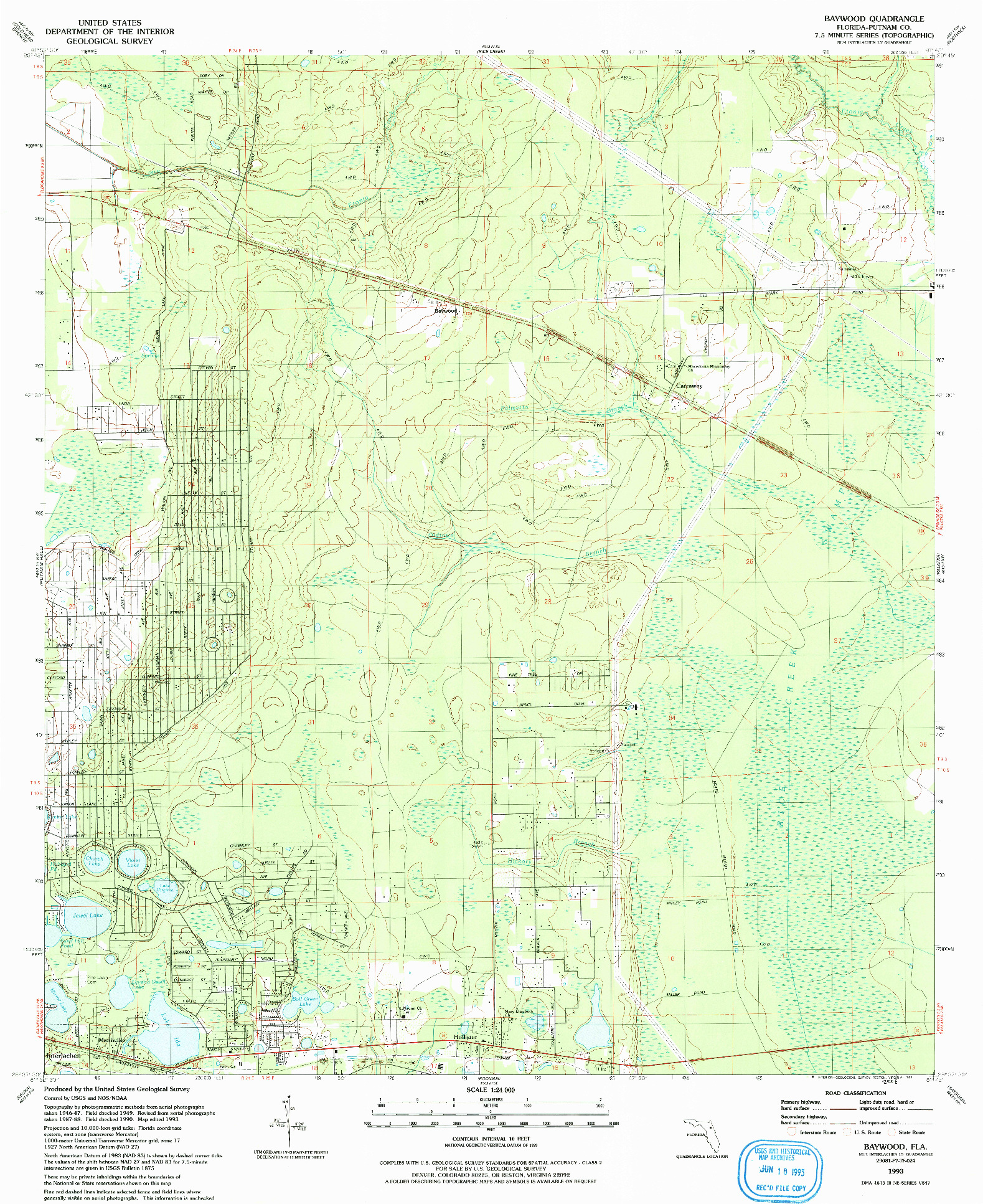 USGS 1:24000-SCALE QUADRANGLE FOR BAYWOOD, FL 1993