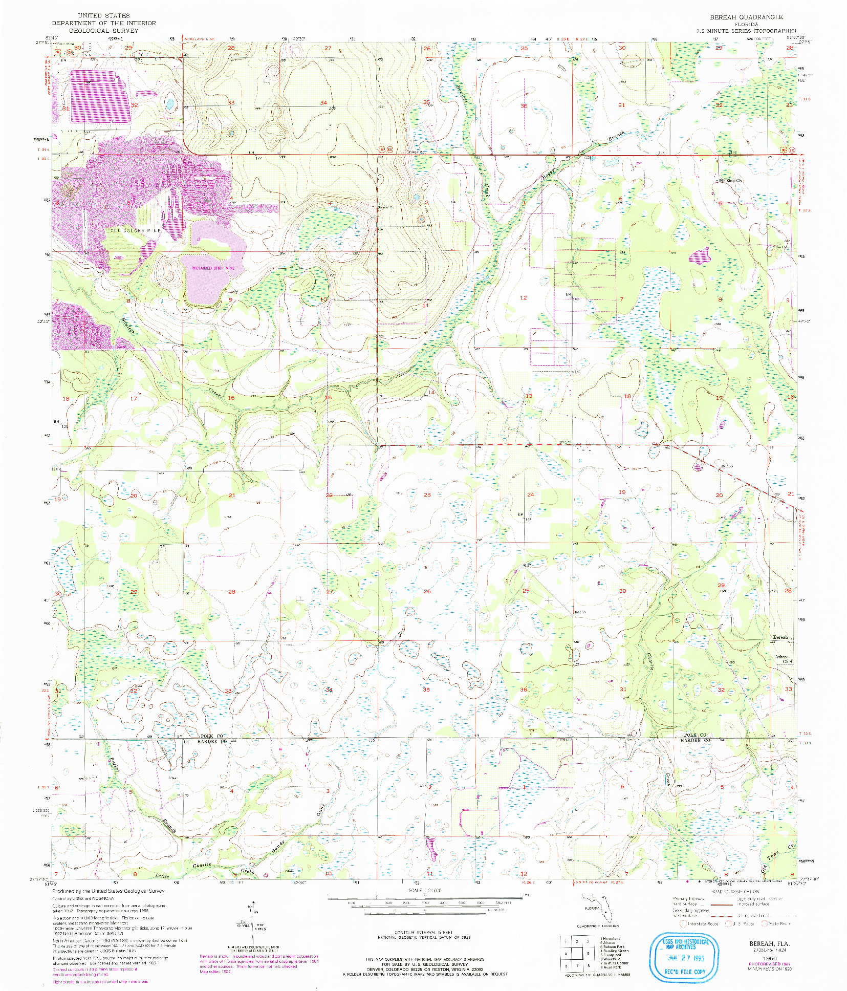 USGS 1:24000-SCALE QUADRANGLE FOR BEREAH, FL 1956