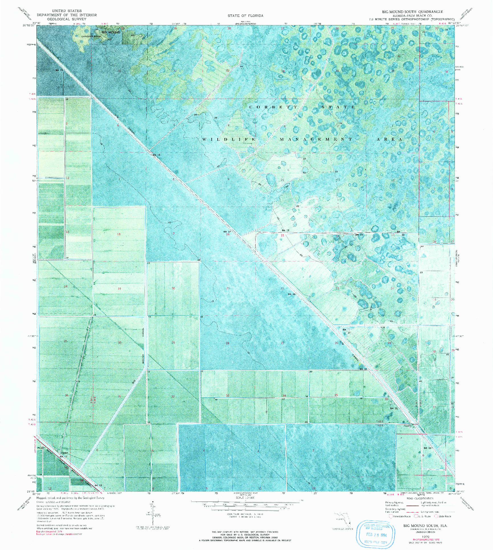 USGS 1:24000-SCALE QUADRANGLE FOR BIG MOUND SOUTH, FL 1970