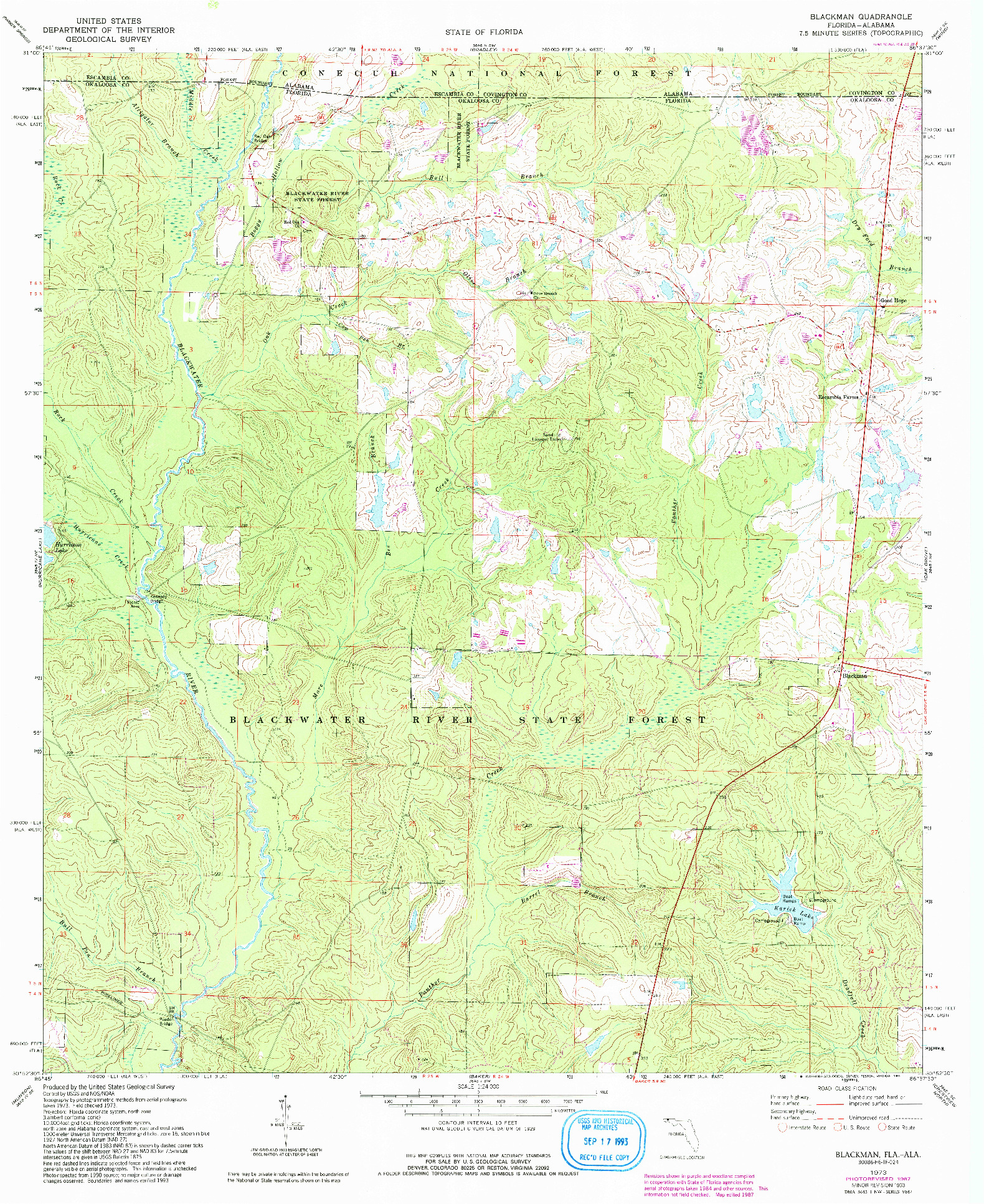 USGS 1:24000-SCALE QUADRANGLE FOR BLACKMAN, FL 1973