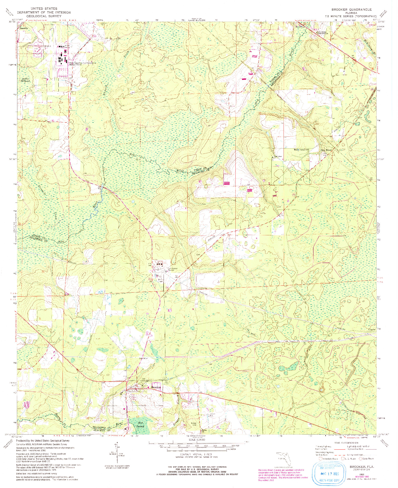 USGS 1:24000-SCALE QUADRANGLE FOR BROOKER, FL 1966